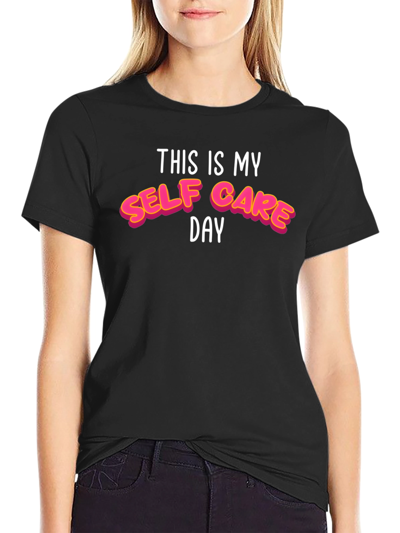 Black Self Care Day T-Shirt - Relax & Recharge view 2