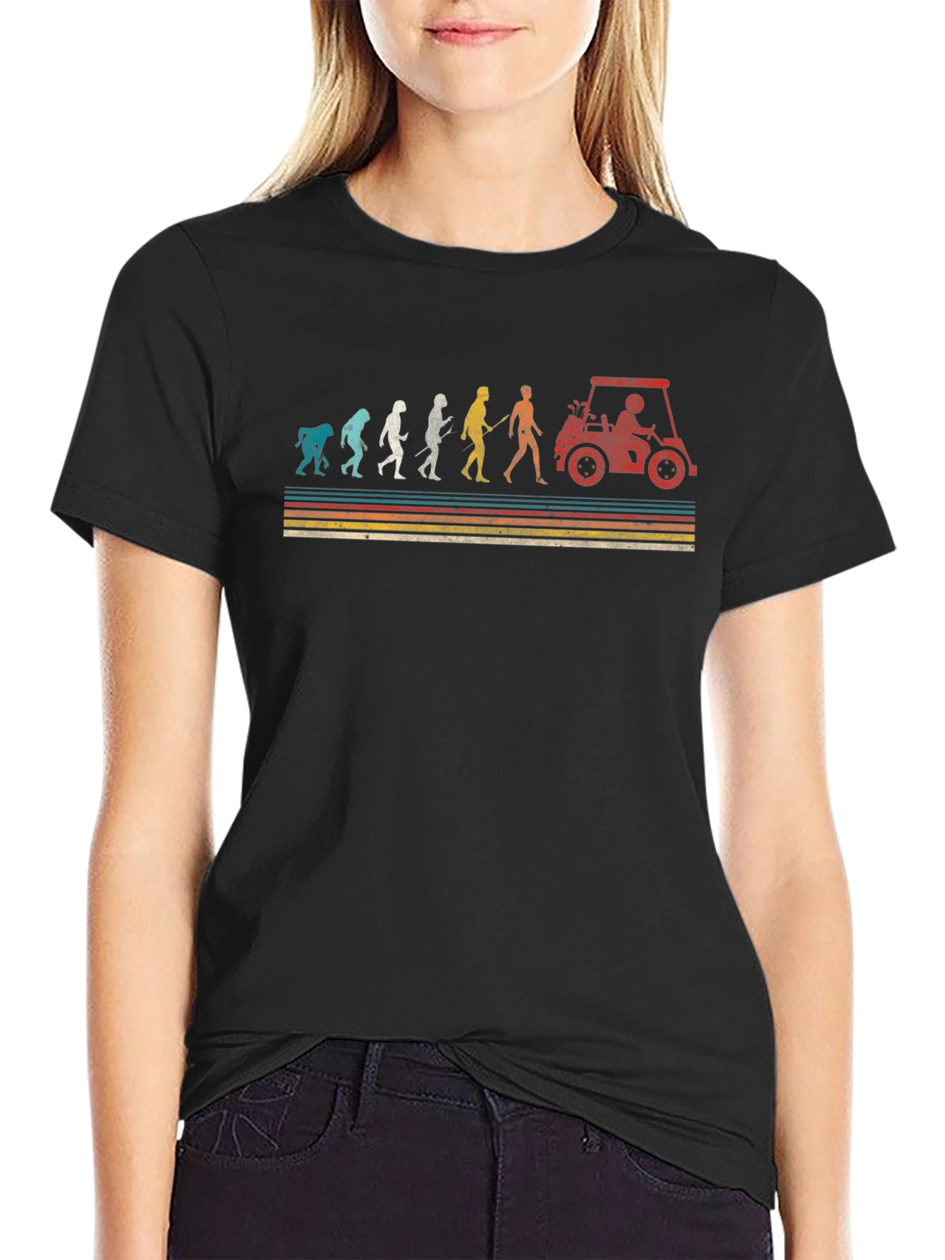 Black Golf Evolution T-Shirt - Humorous Golfer Tee view 2