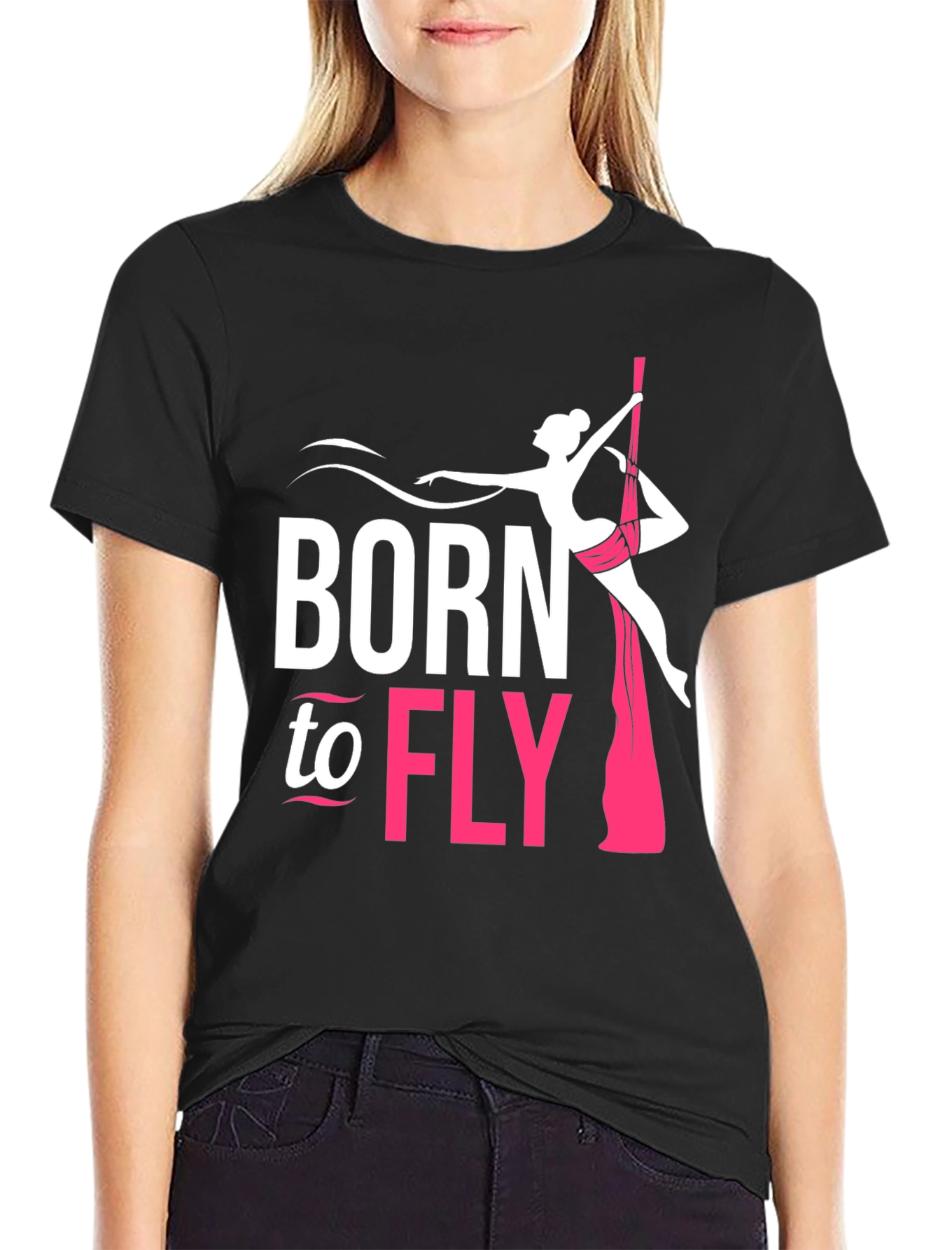 Black Born To Fly Aerial Silk T-Shirt view 2