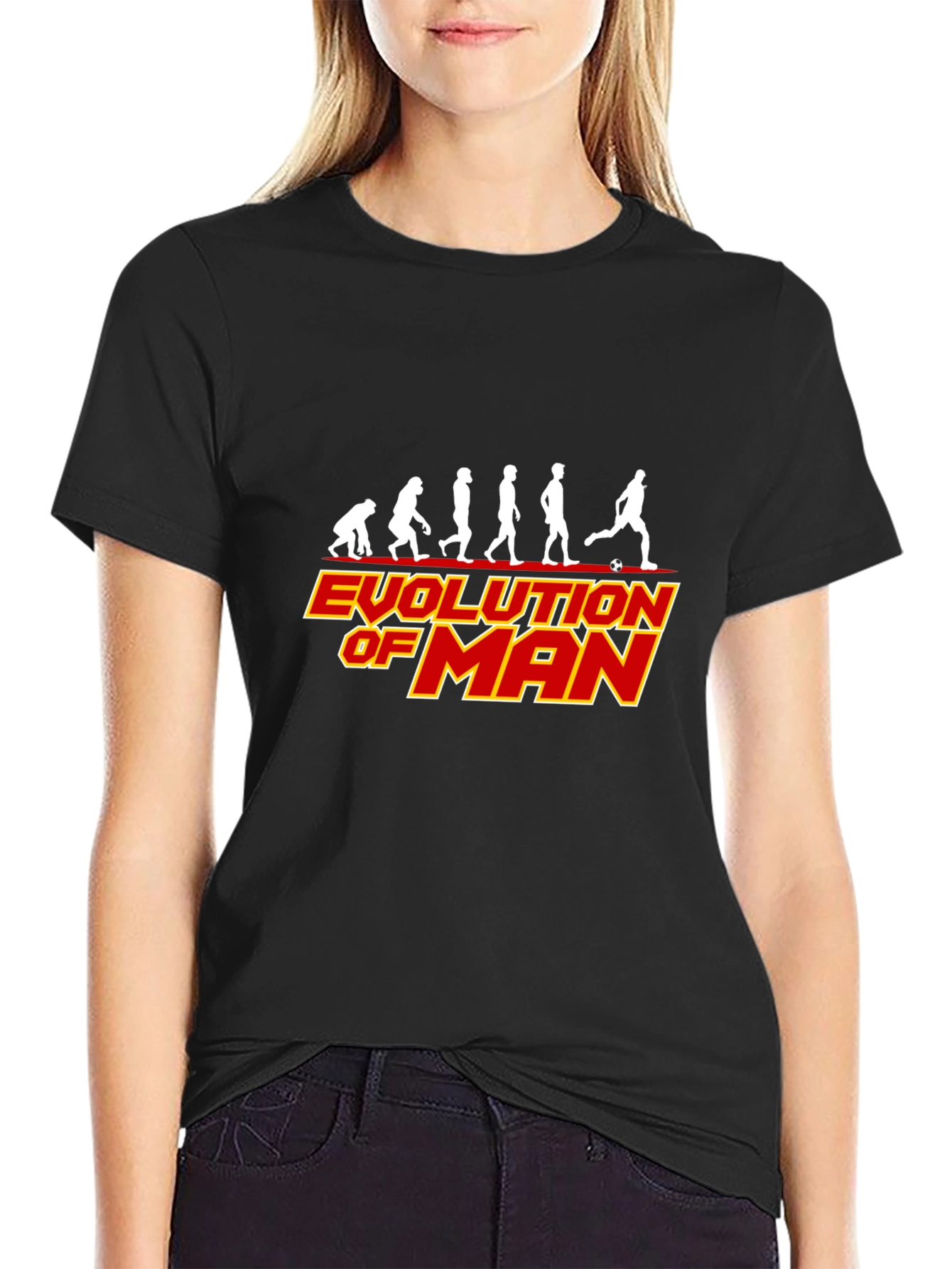 Black Evolution of Man Soccer Black T-Shirt view 2
