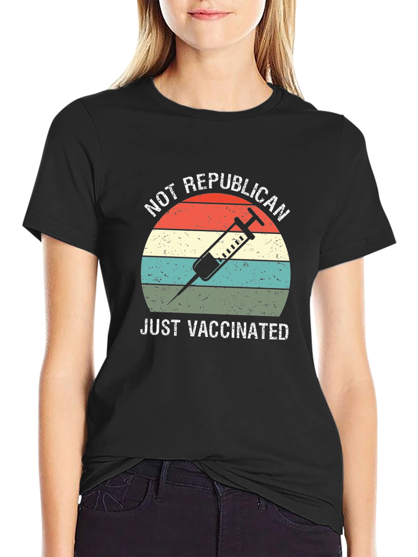 Black Not Republican, Just Vaccinated T-Shirt view 2
