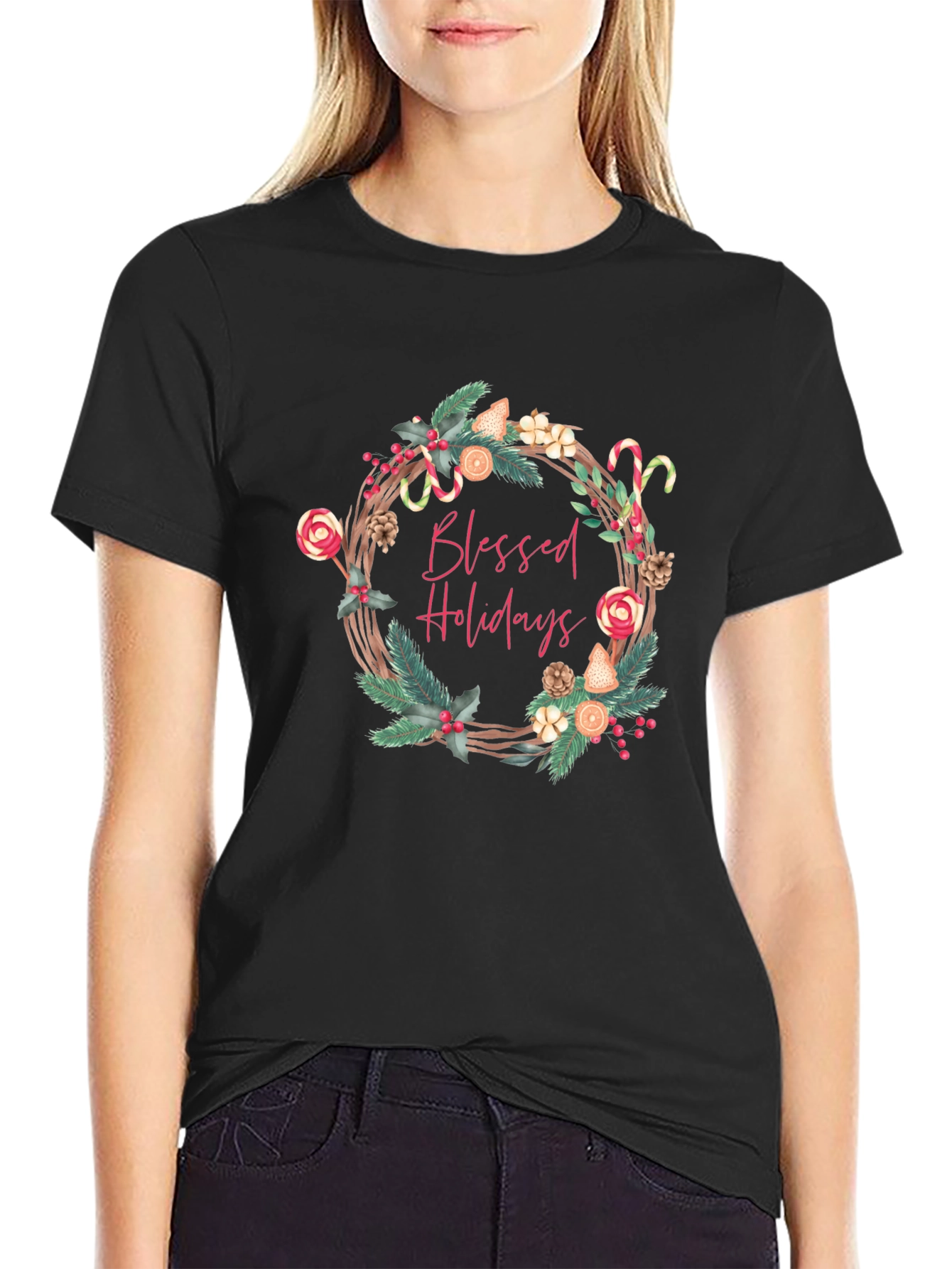 Blessed Holidays Graphic Tee - Festive Christmas T-Shirt - 2