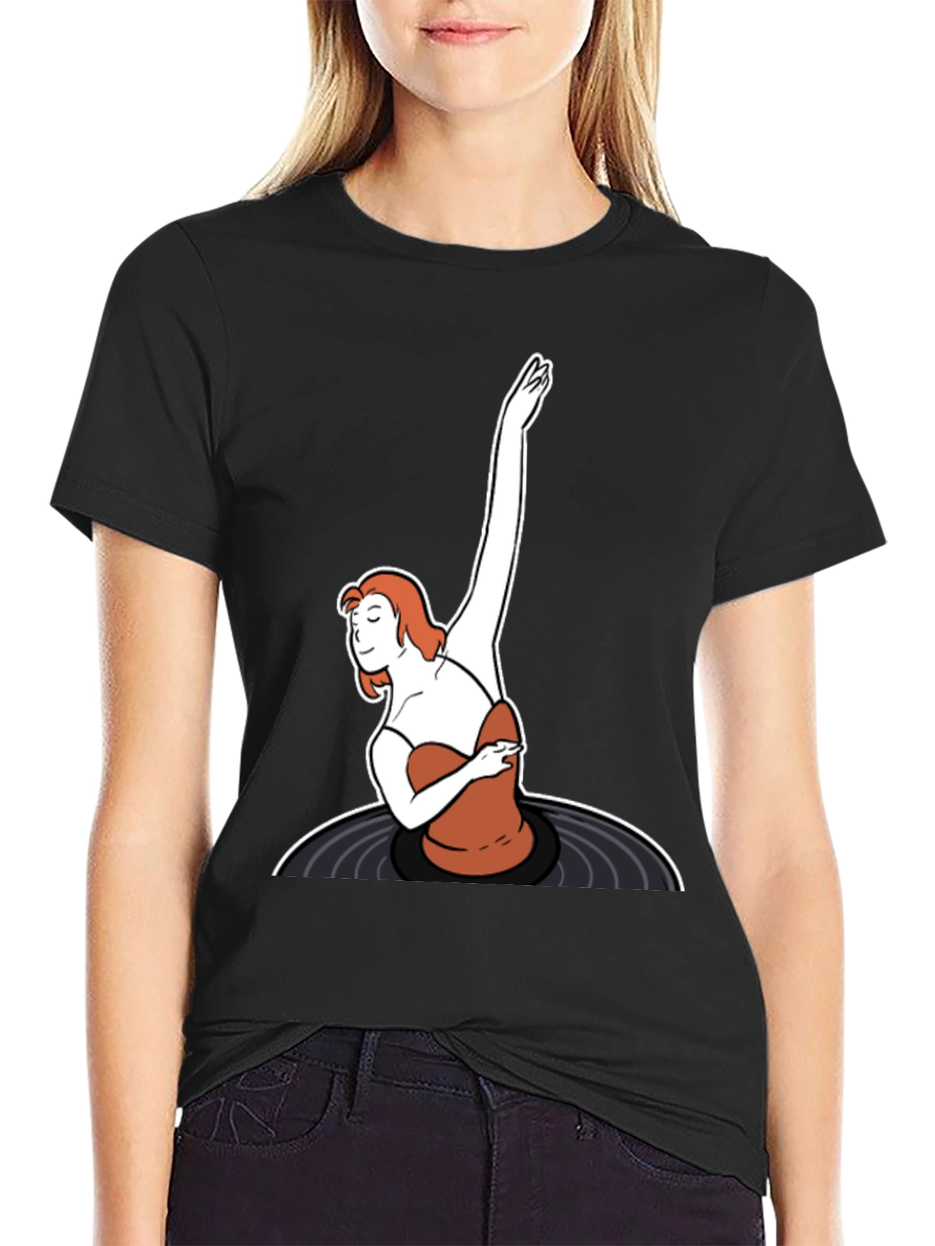 Black Retro Vinyl Dancer Graphic Tee - Black view 2