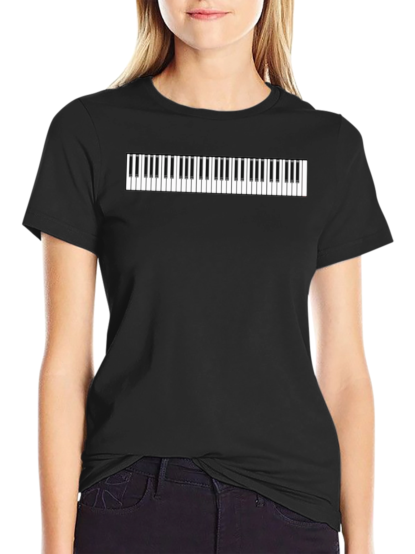 Black Piano Keys Graphic Tee - Black Cotton Comfort view 2