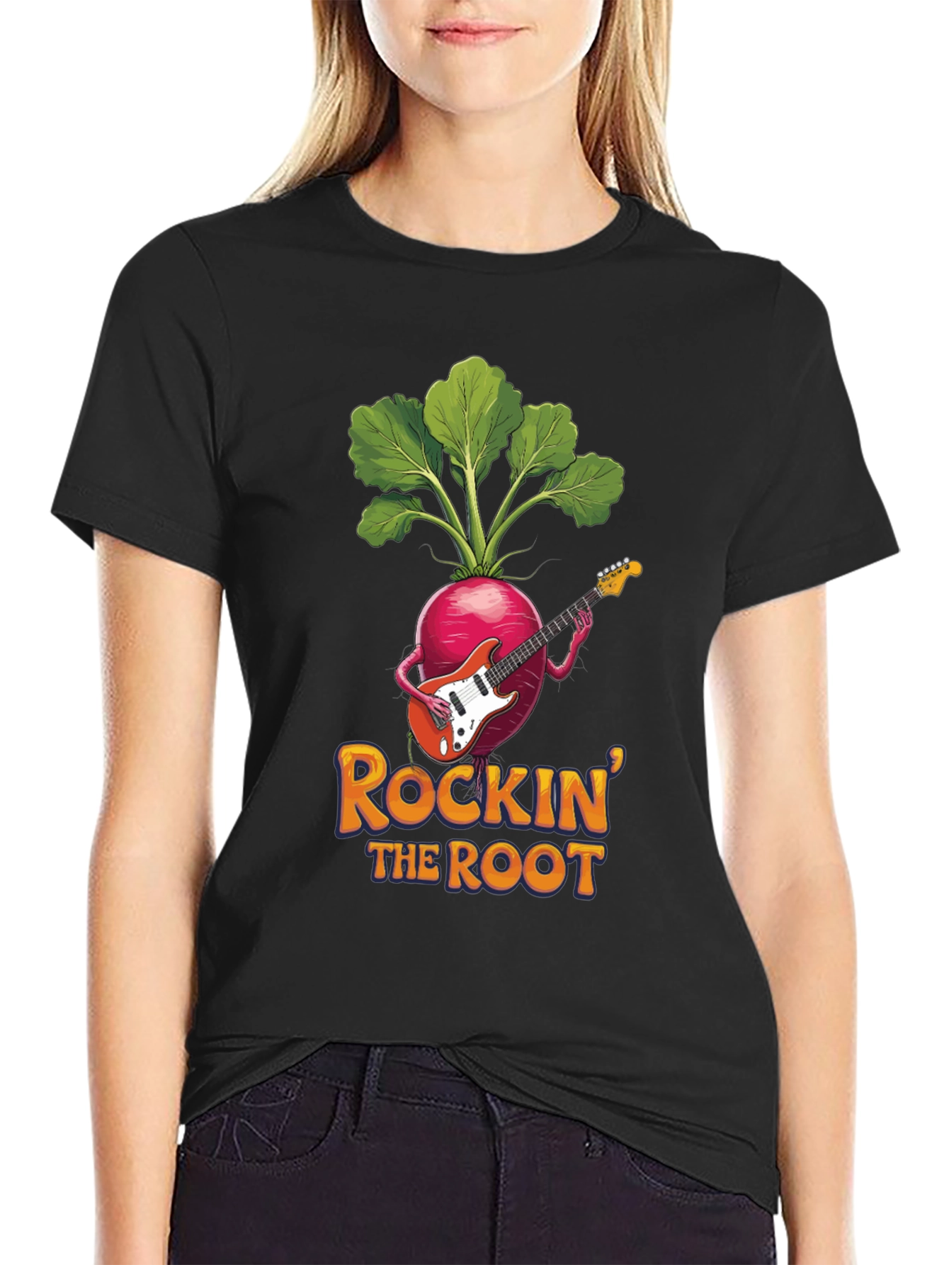 Black Rockin' the Root Graphic T-Shirt view 2