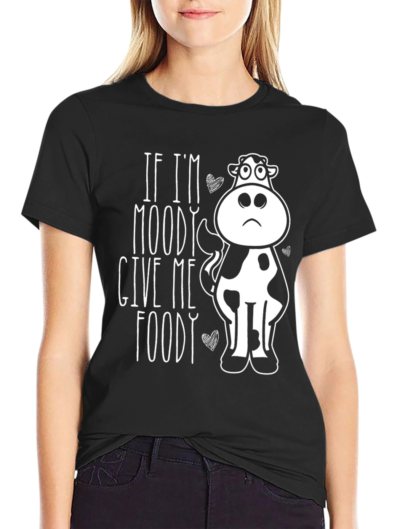 Black Moody Cow Graphic Tee -  Funny Foodie T-Shirt view 2