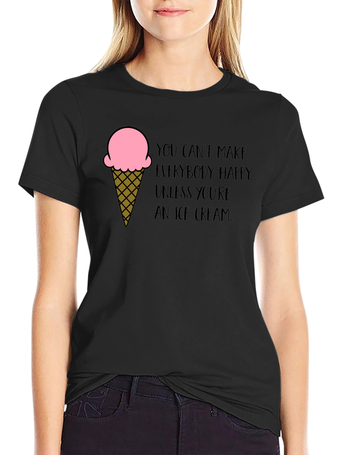 Black Ice Cream Quote Black T-Shirt view 2