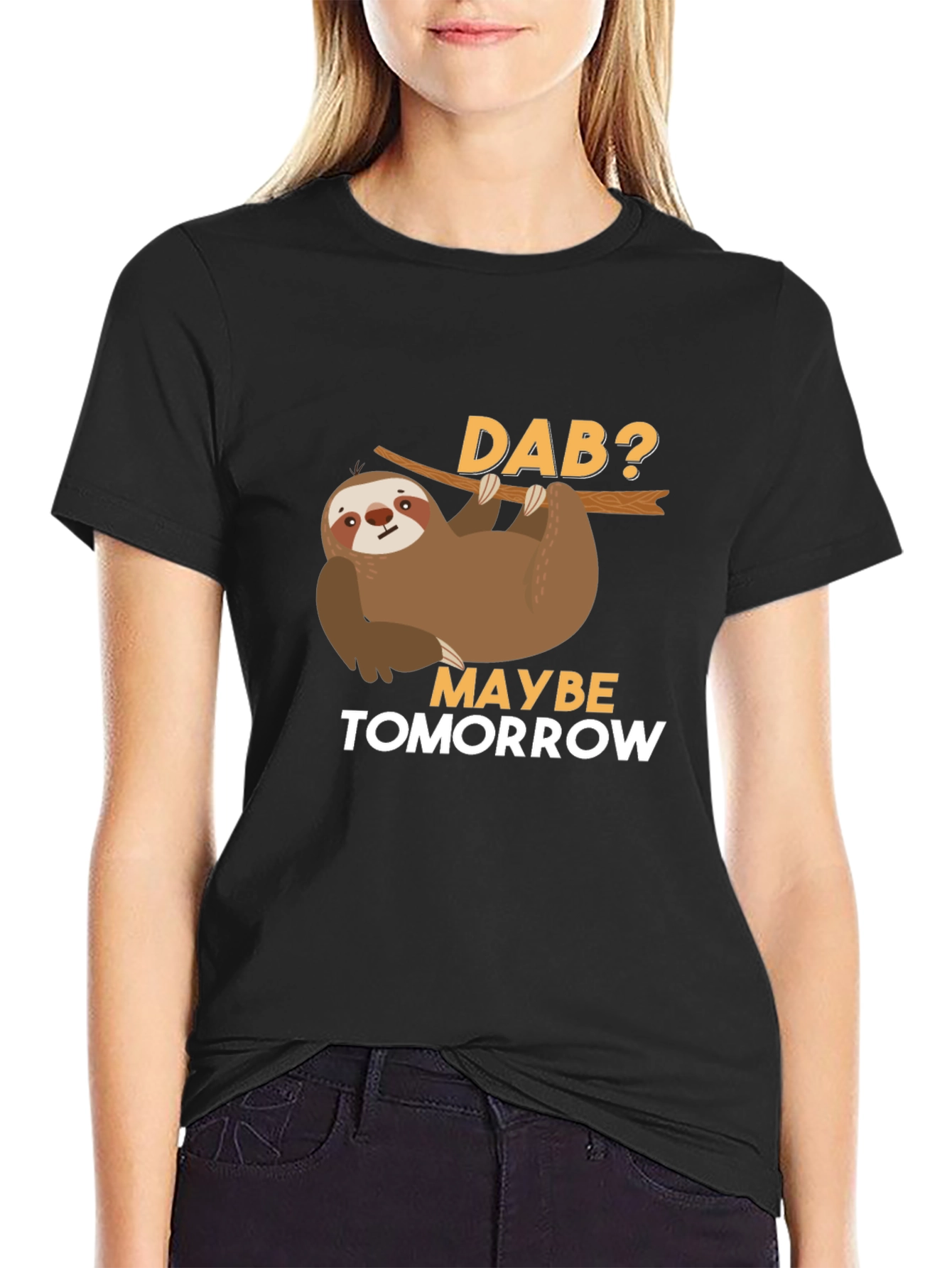 Black Funny Sloth Dab Tomorrow T-Shirt view 2