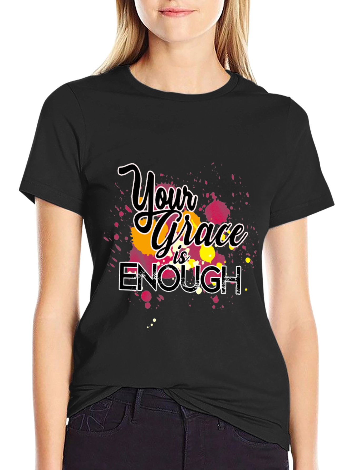 Black Your Grace is Enough Graphic T-Shirt view 2