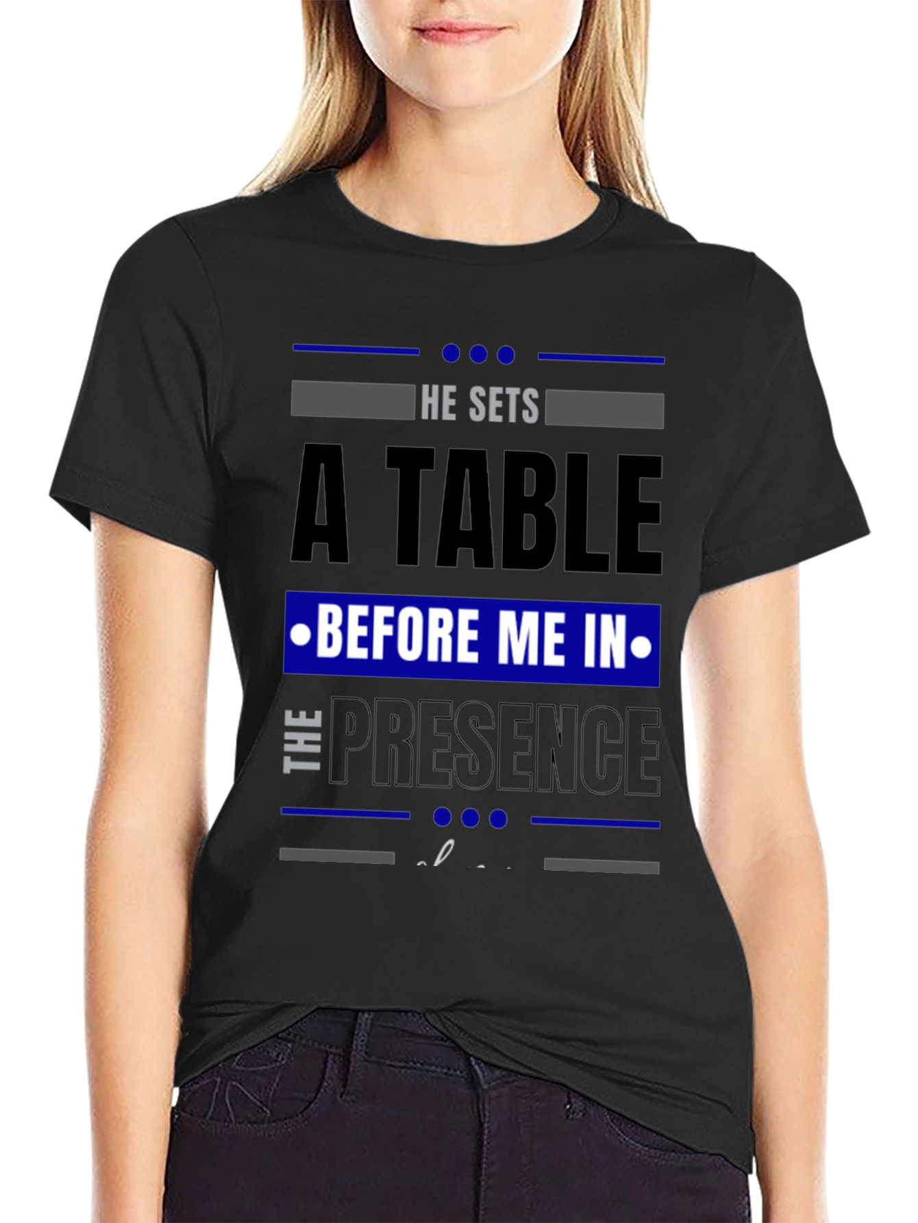 Black He Sets A Table Graphic Tee - Black Crew Neck view 2