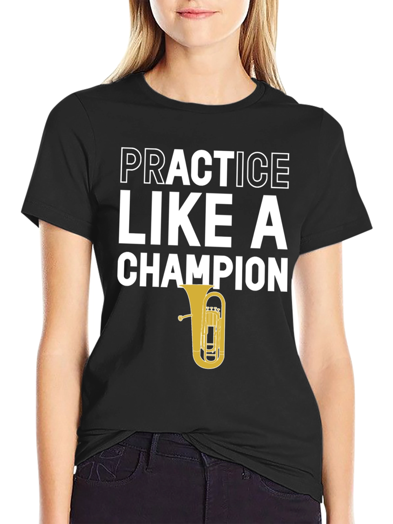 Black Practice Like A Champion Tuba Player T-Shirt view 2