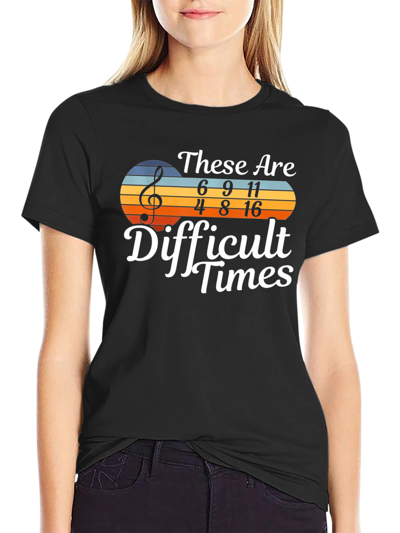 Black Difficult Times Music T-Shirt view 2