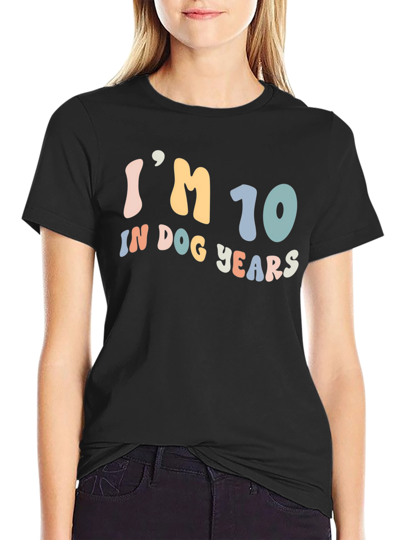 Black I'm 10 In Dog Years Graphic T-Shirt view 2