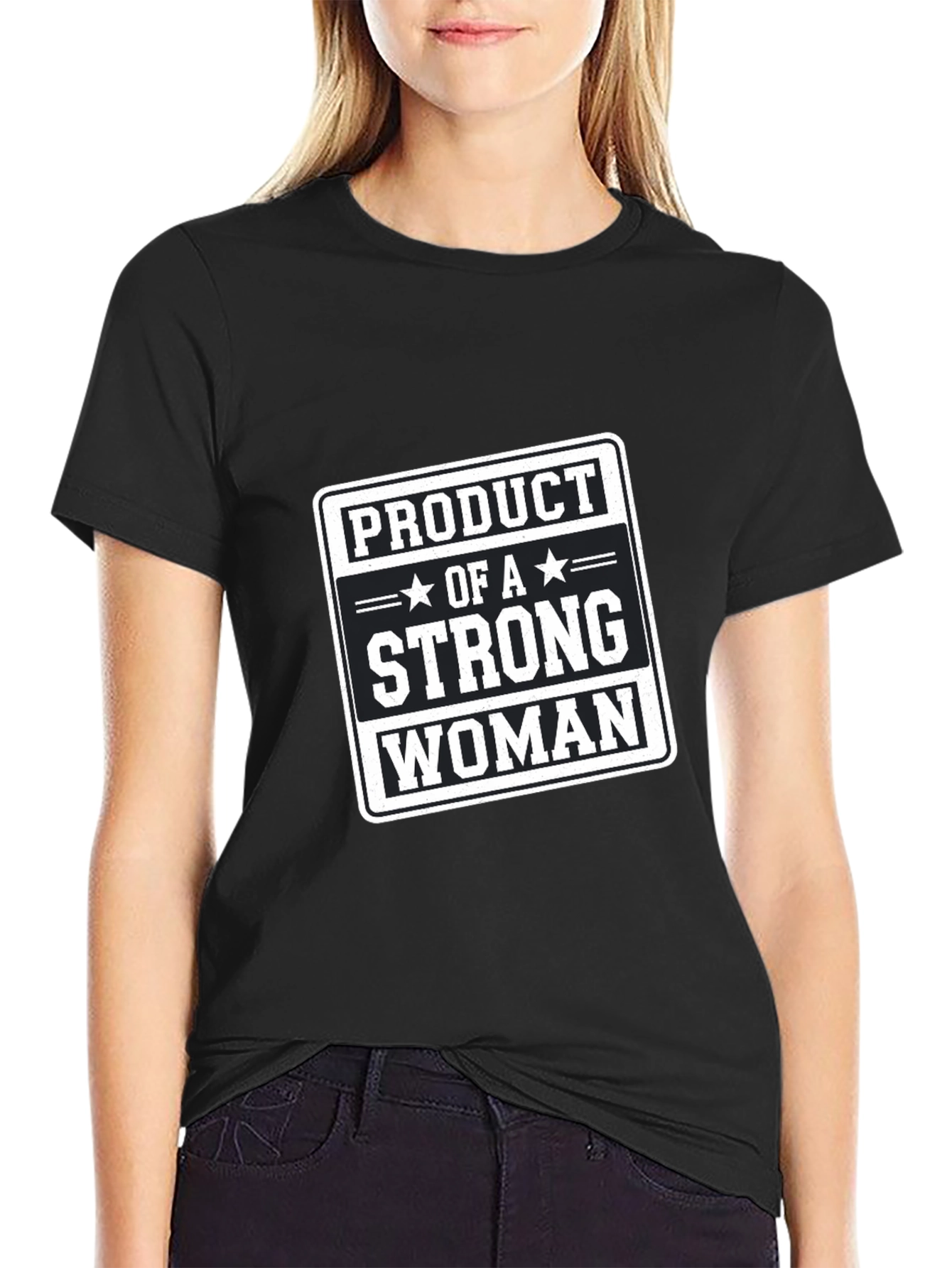 Black Product of a Strong Woman Black Graphic T-Shirt view 2