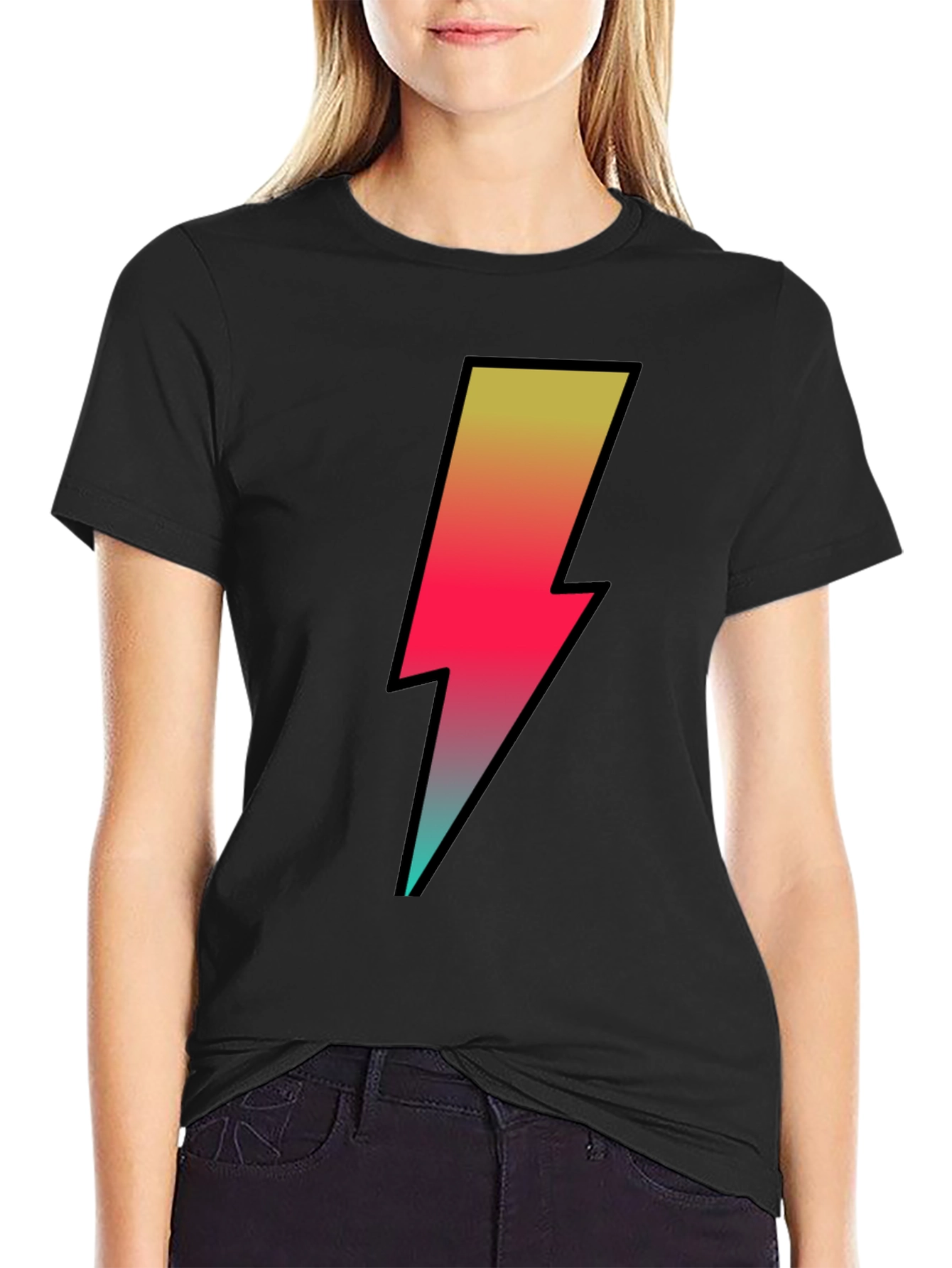 Black Lightning Bolt Graphic Tee - Black view 2