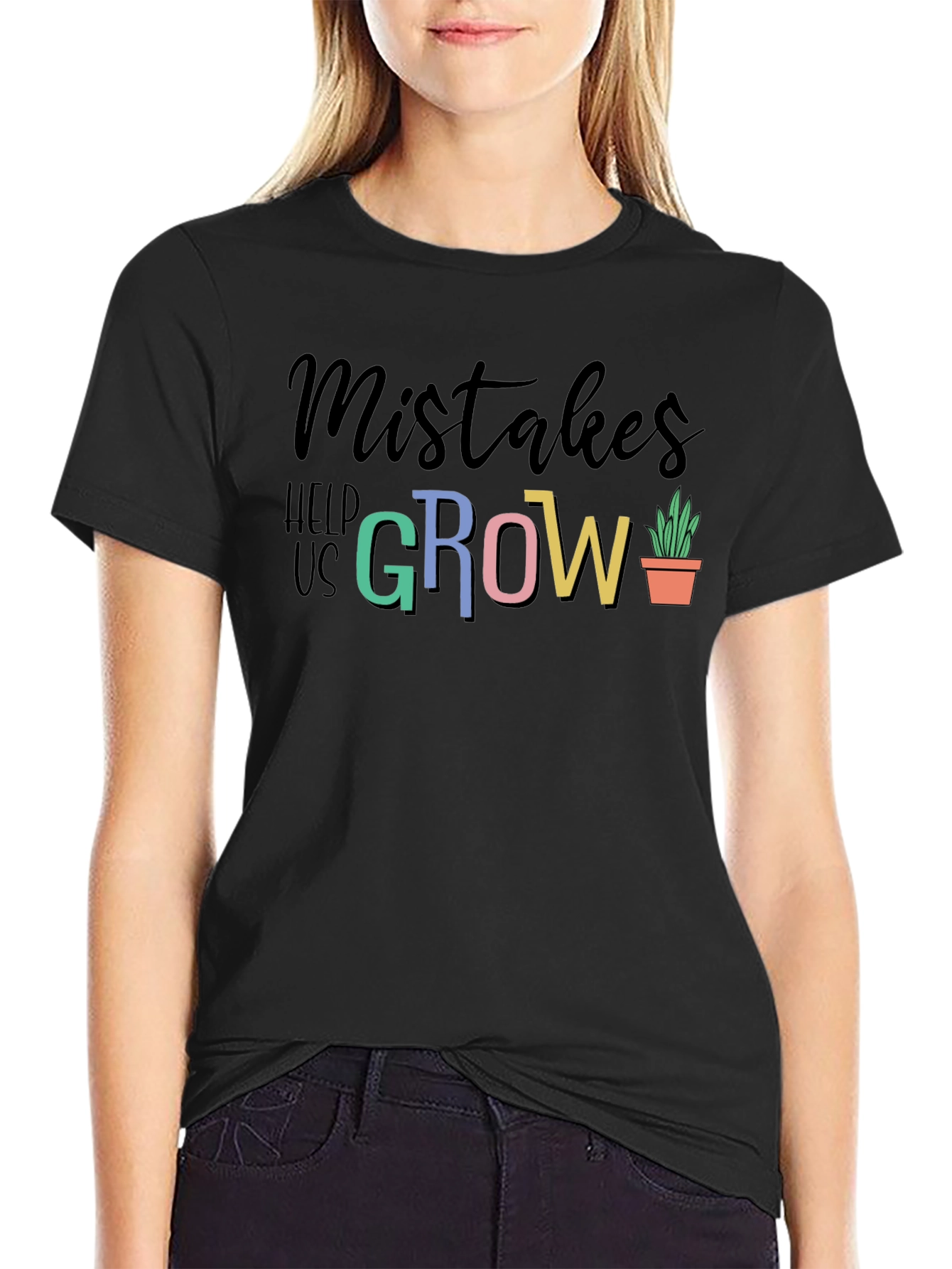 Black Mistakes Help Us Grow T-Shirt - Inspiring Design view 2