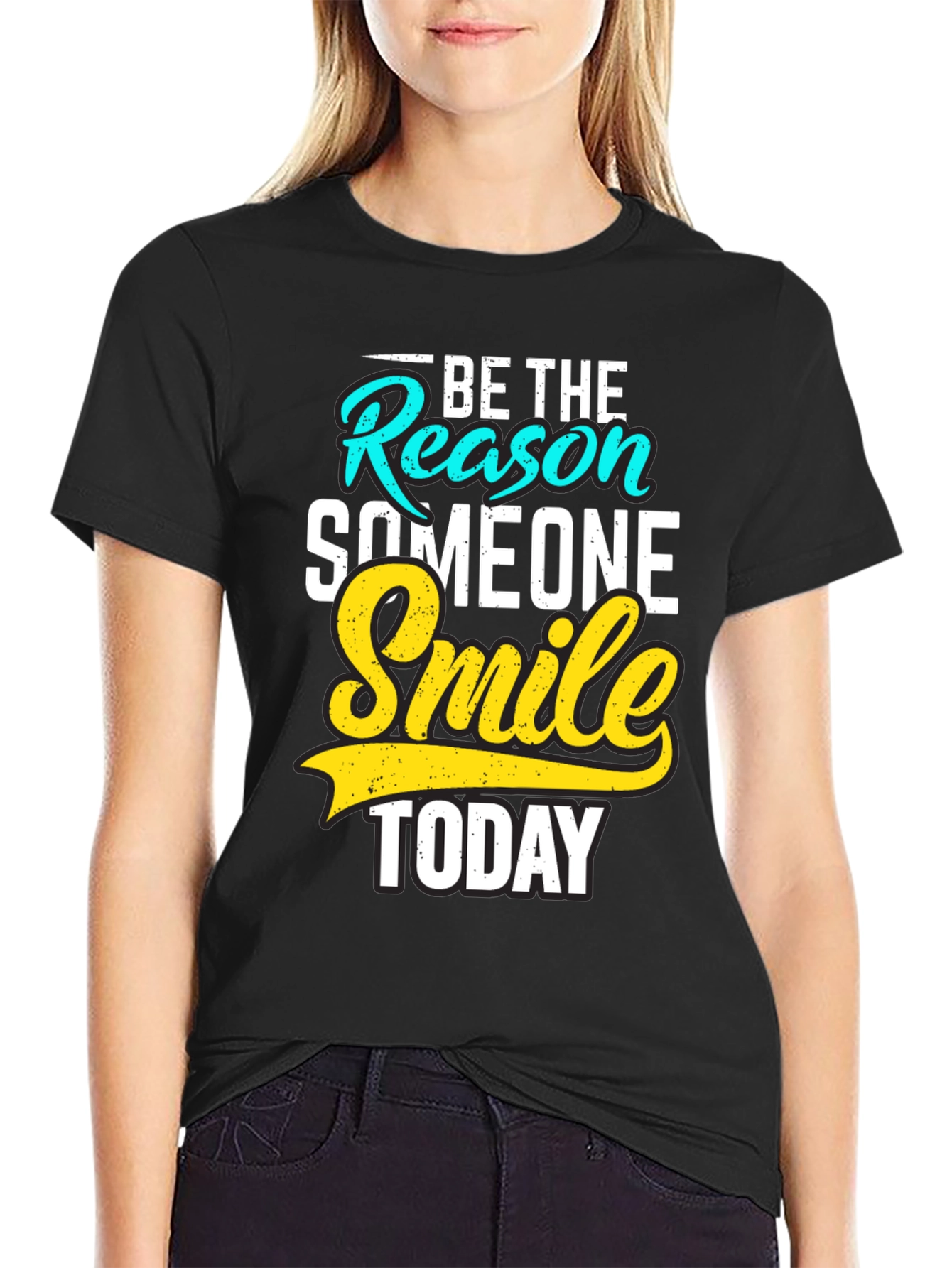 Black Be the Reason Smile Today Black Graphic Tee view 2
