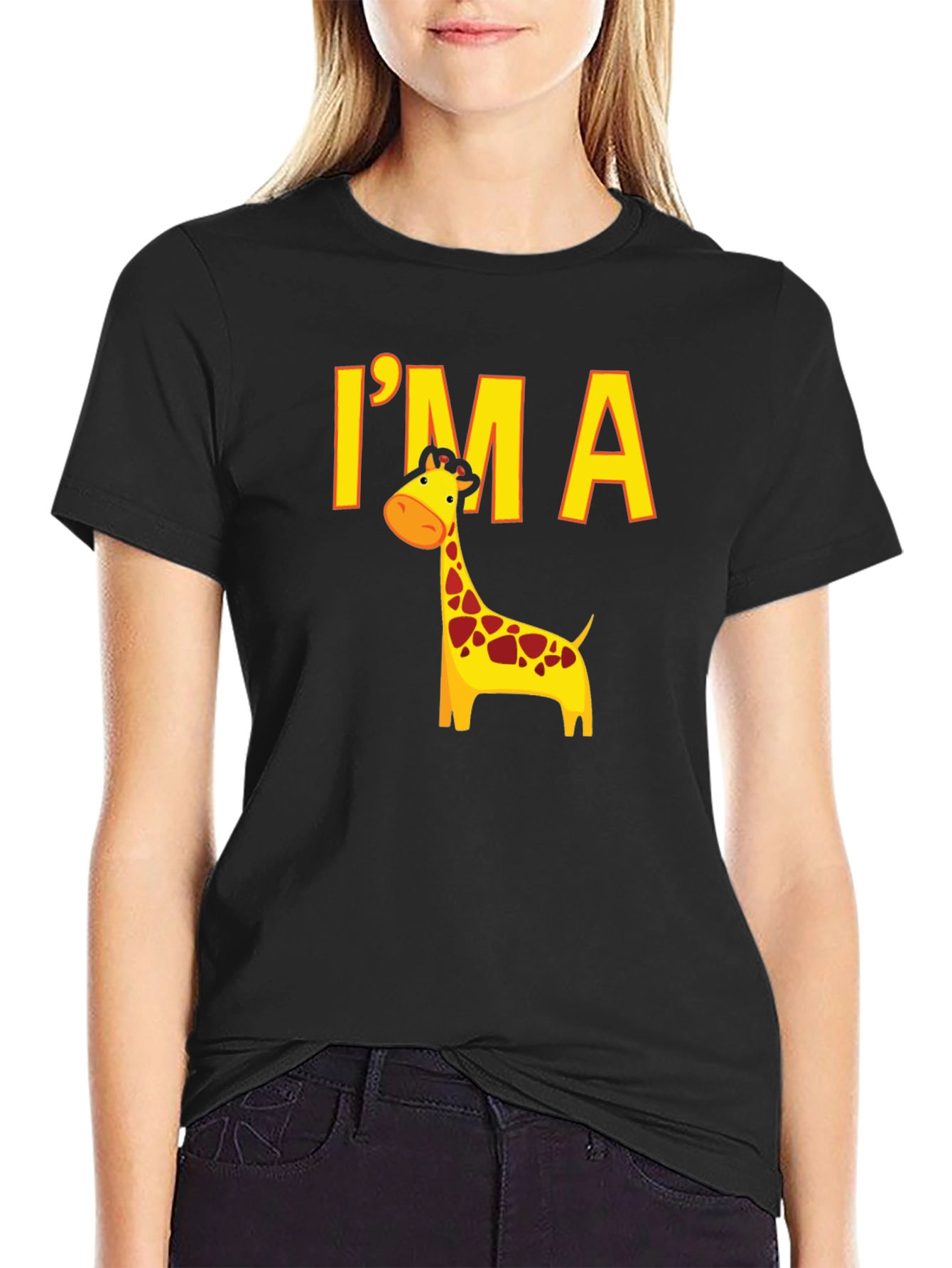 Black I'm a Giraffe Black T-Shirt view 2