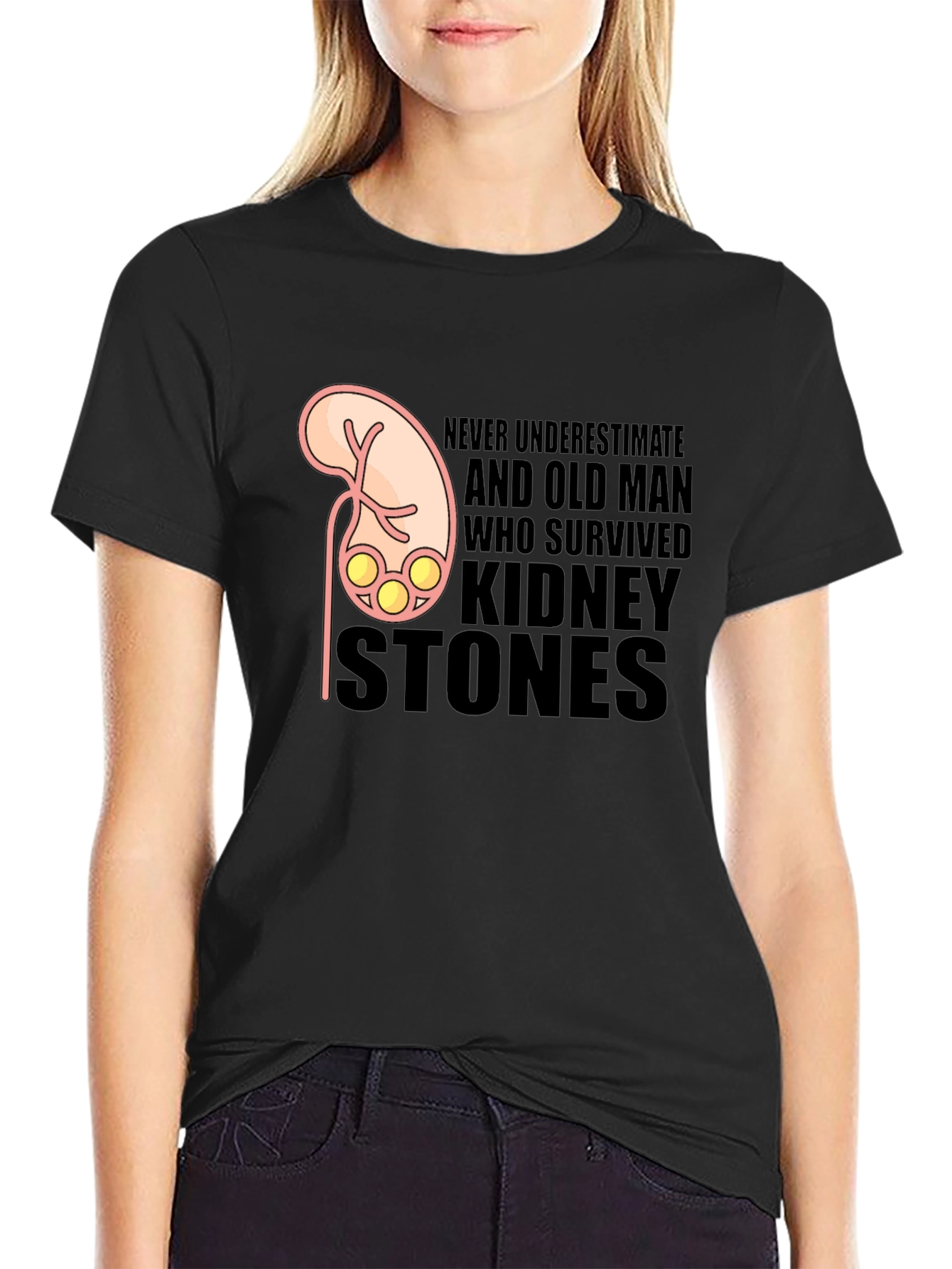 Black Kidney Stone Survivor T-Shirt - Funny Graphic Tee view 2