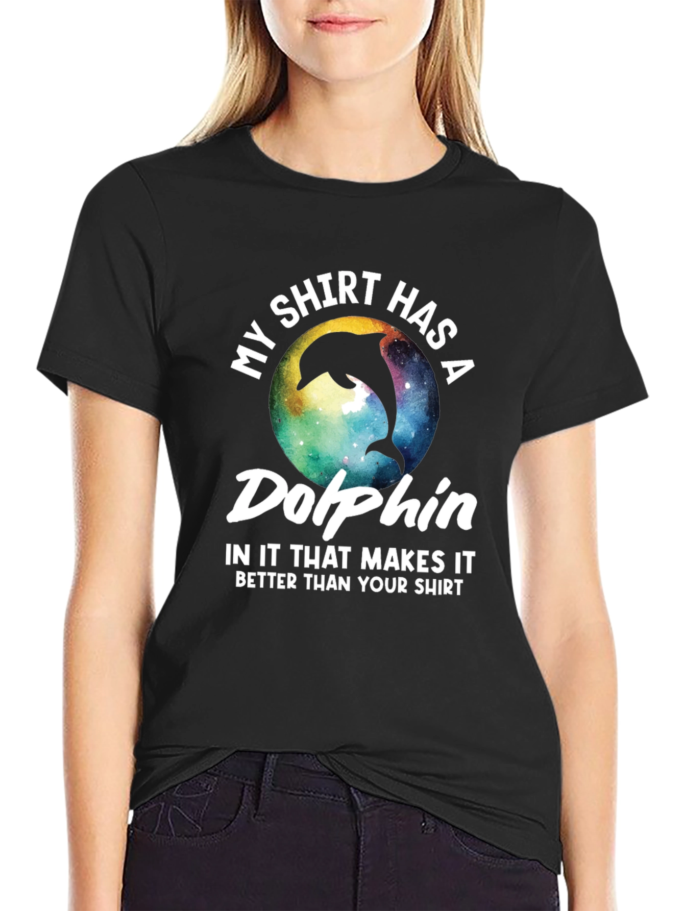 Black Dolphin T-Shirt: My Shirt Has A Dolphin view 2