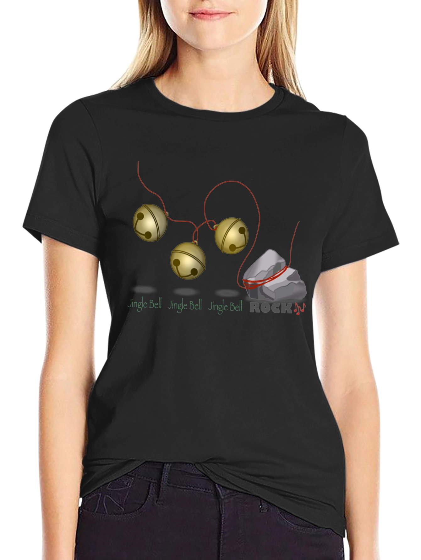 Black Jingle Bell Rock Graphic T-Shirt - Holiday Humor view 2