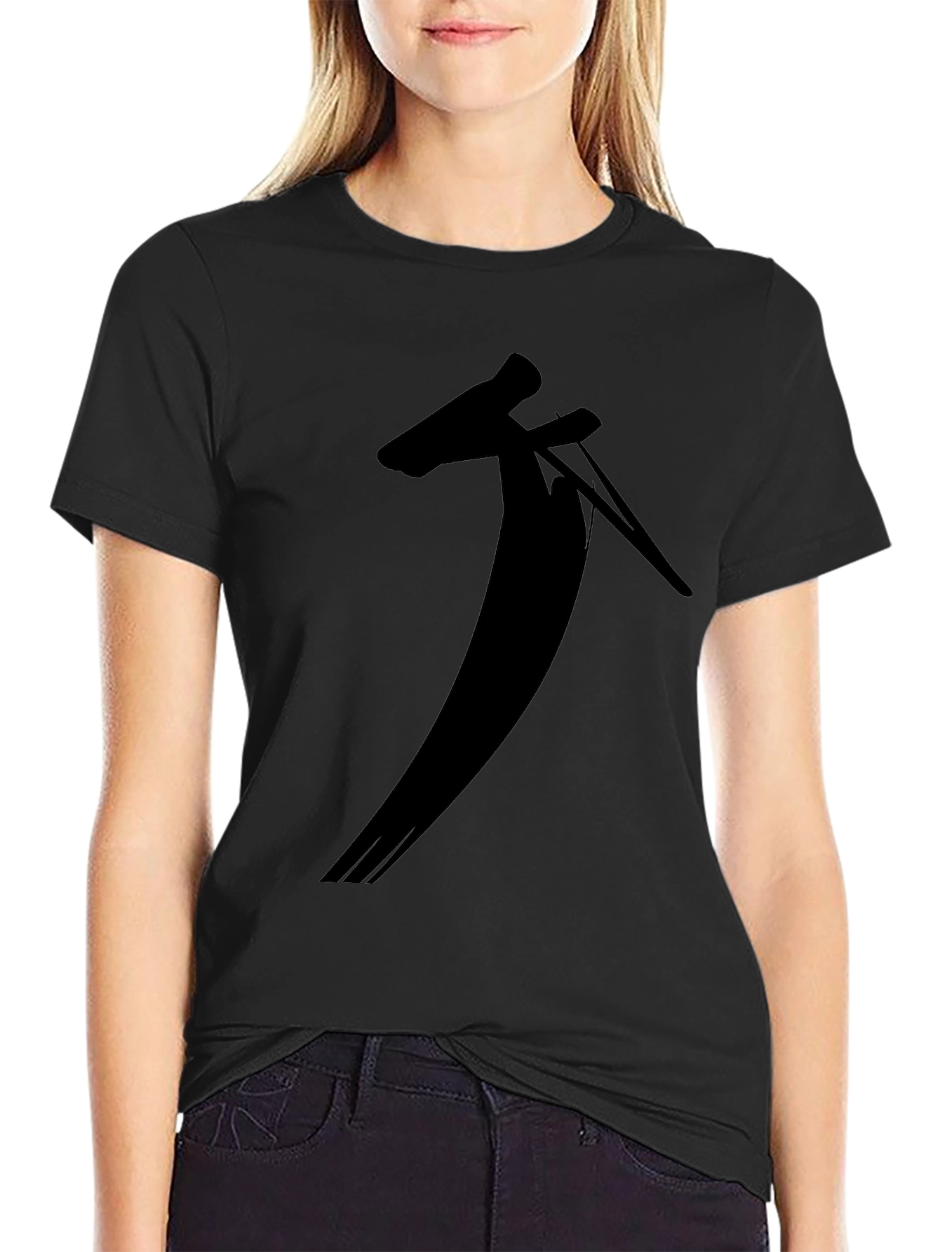 Black Black T-Shirt with Unique Silhouette Design view 2