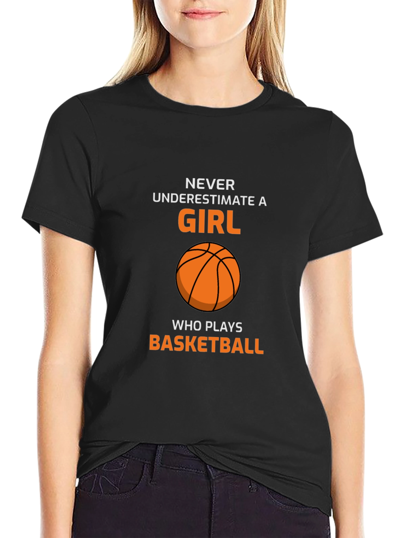 Black Basketball Girl T-Shirt - Never Underestimate view 2