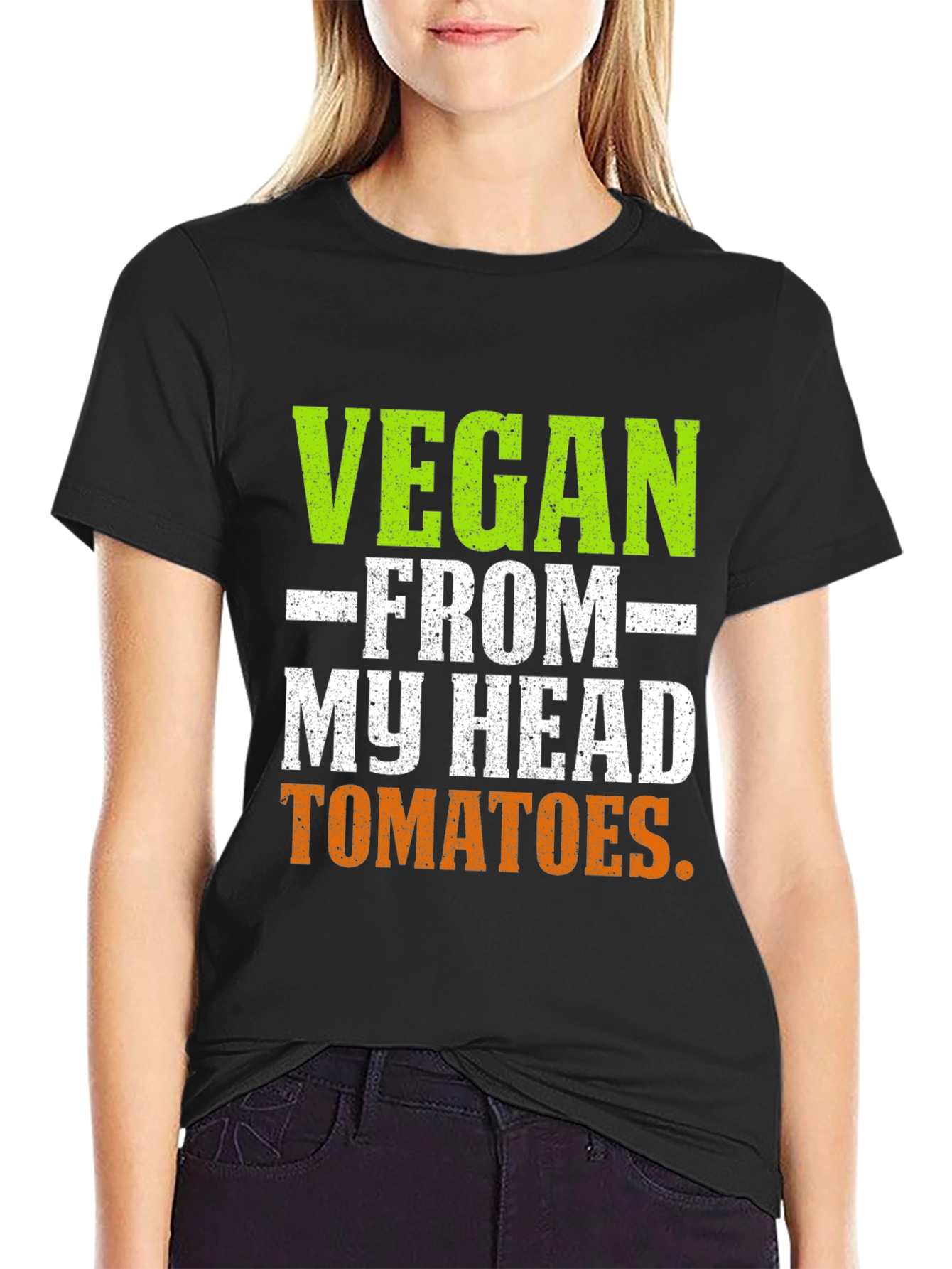 Black Vegan From My Head Tomatoes T-Shirt view 2