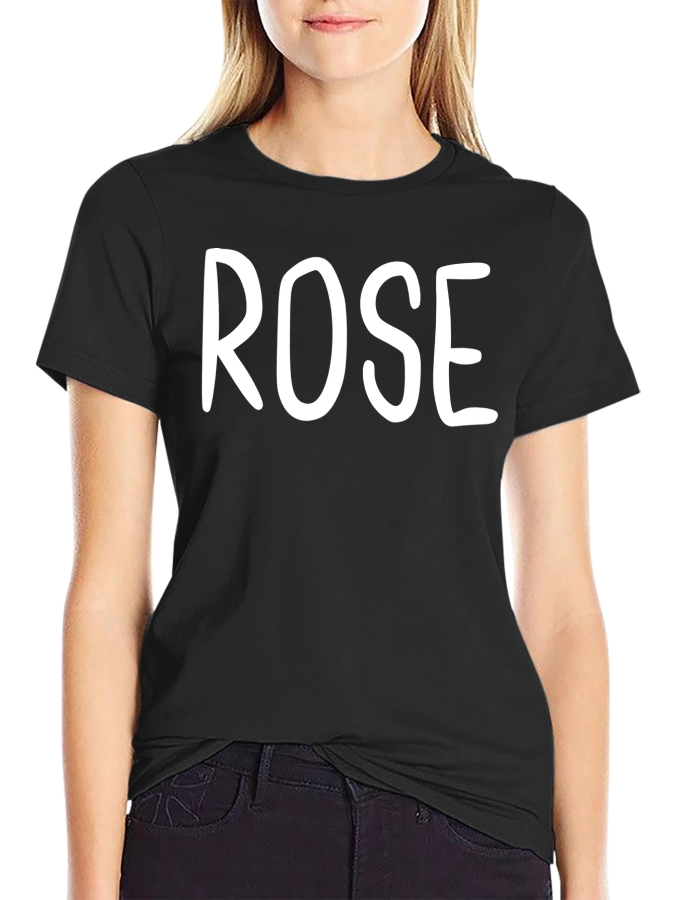 Black Rose Text Graphic Print Black T-Shirt view 2