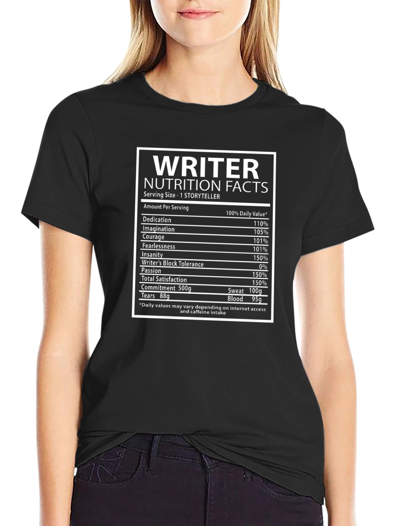 Black Writer Nutrition Facts T-Shirt view 2