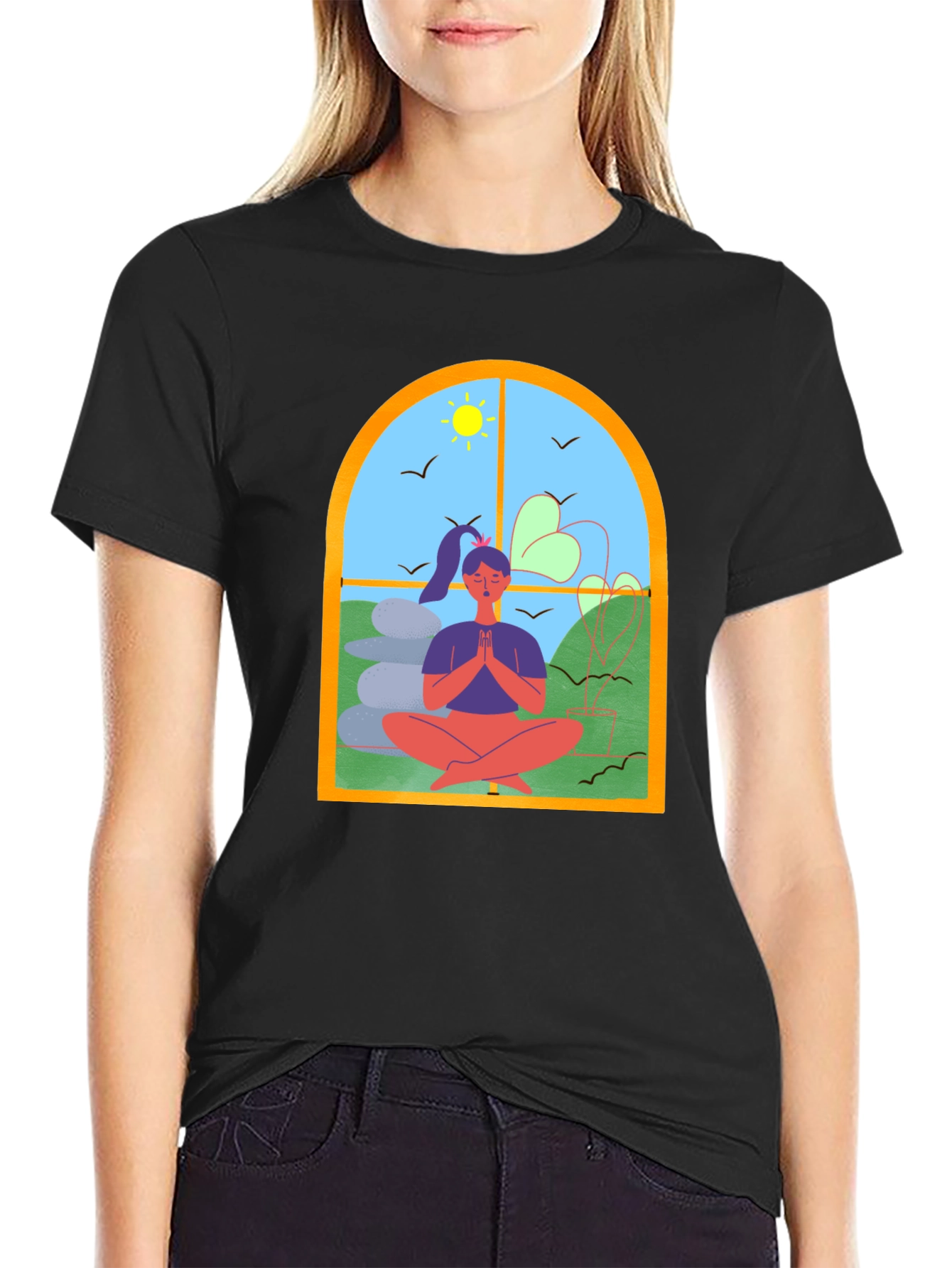 Black Meditative Window T-Shirt view 2