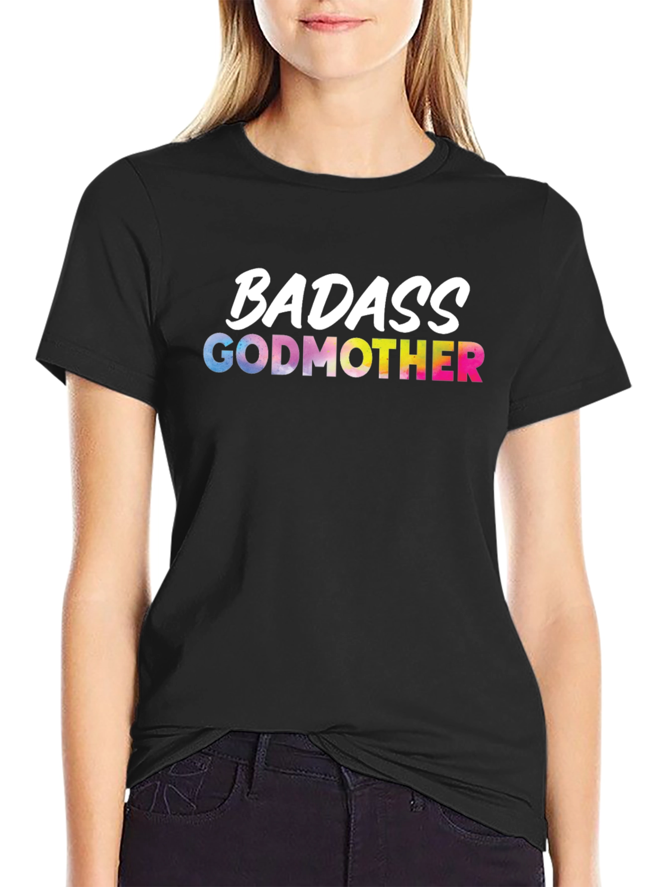 Black Badass Godmother Graphic Tee - Black view 2