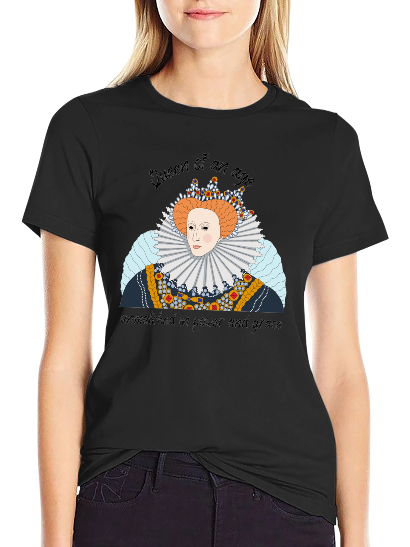 Black Queen Elizabeth Graphic T-Shirt - Royal Apparel view 2