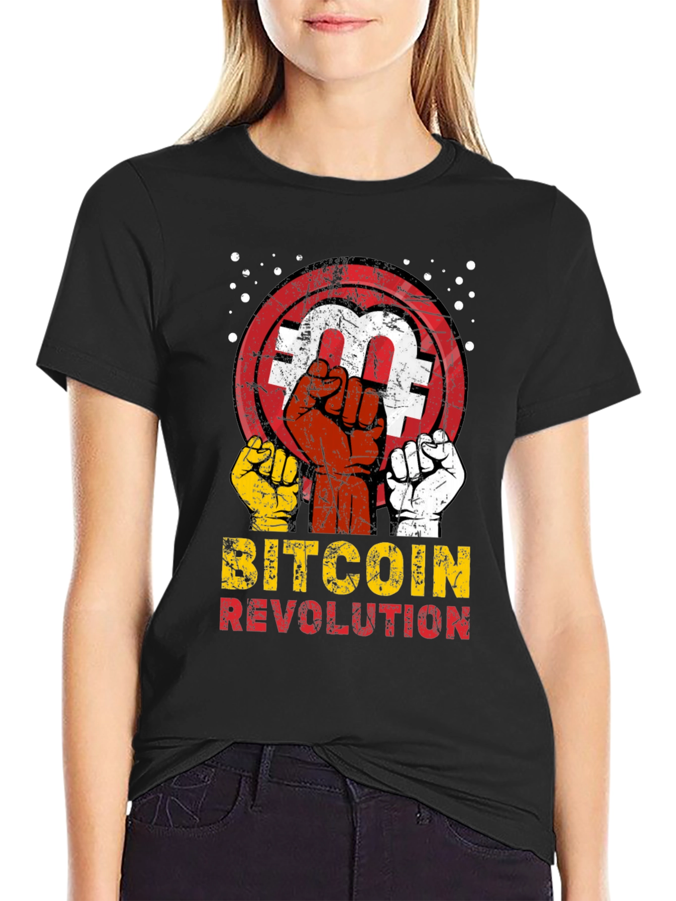 Black Bitcoin Revolution Graphic Tee view 2