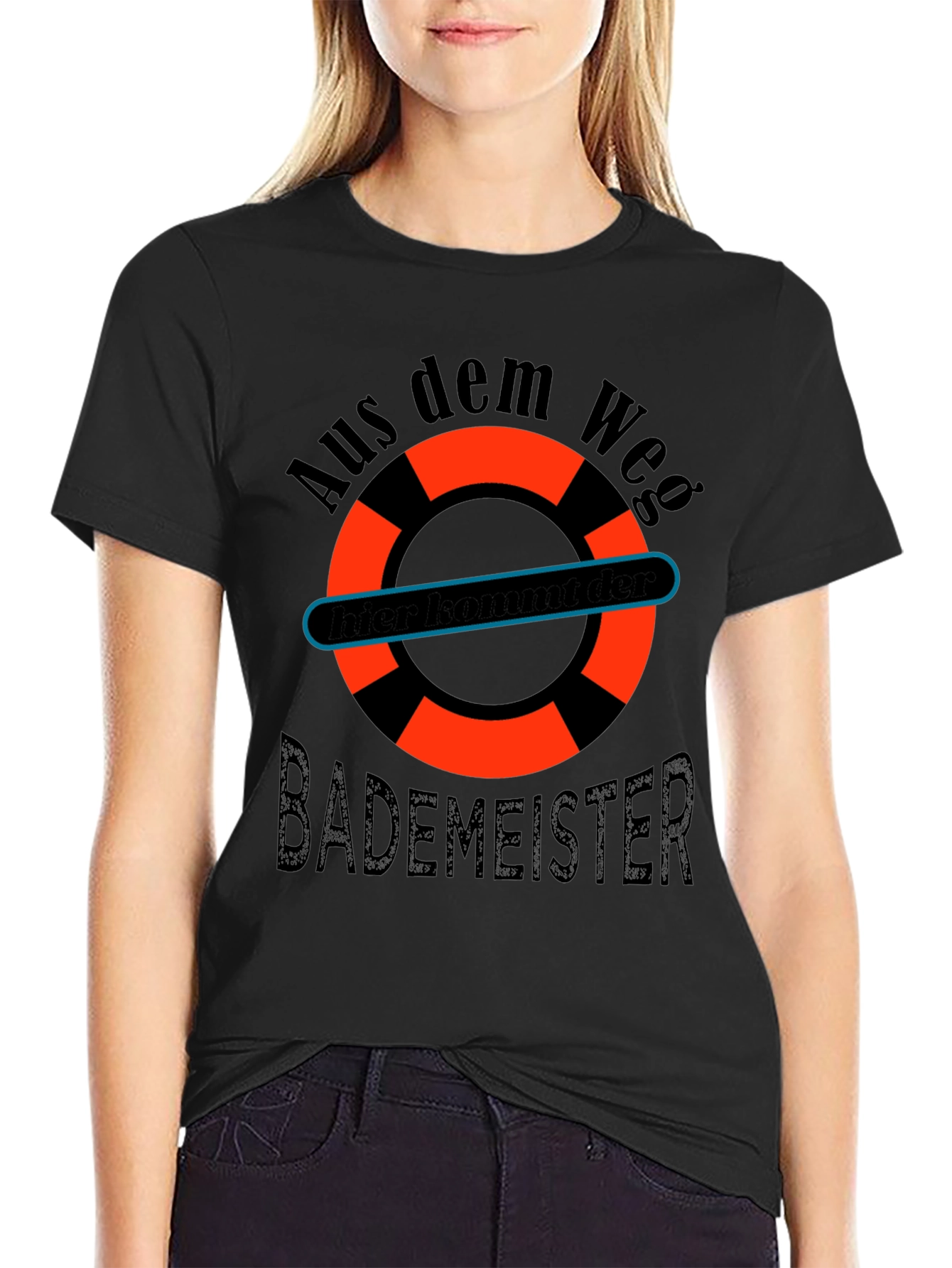 Black Funny Bademeister Lifeguard T-Shirt view 2