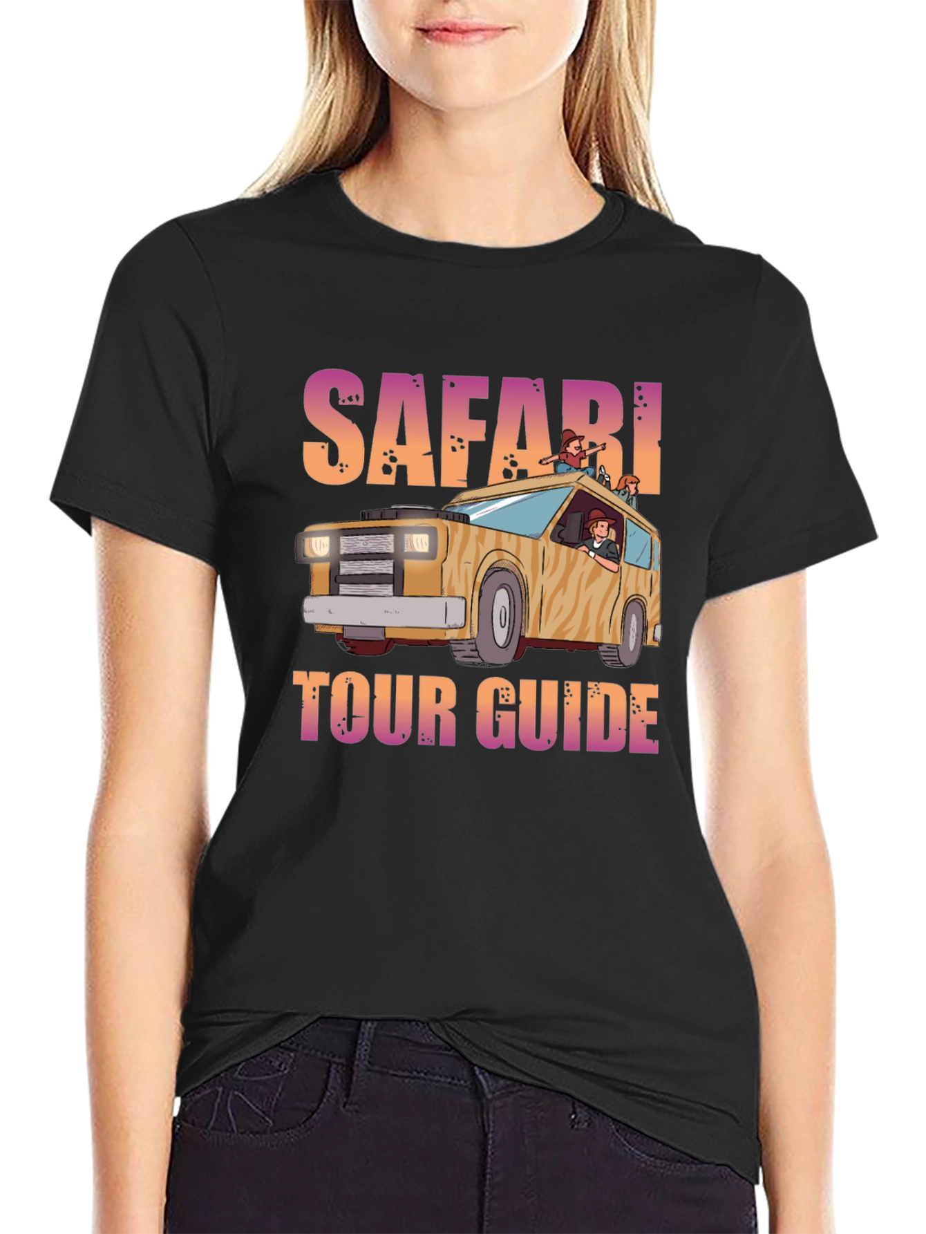 Black Safari Tour Guide Graphic T-Shirt view 2