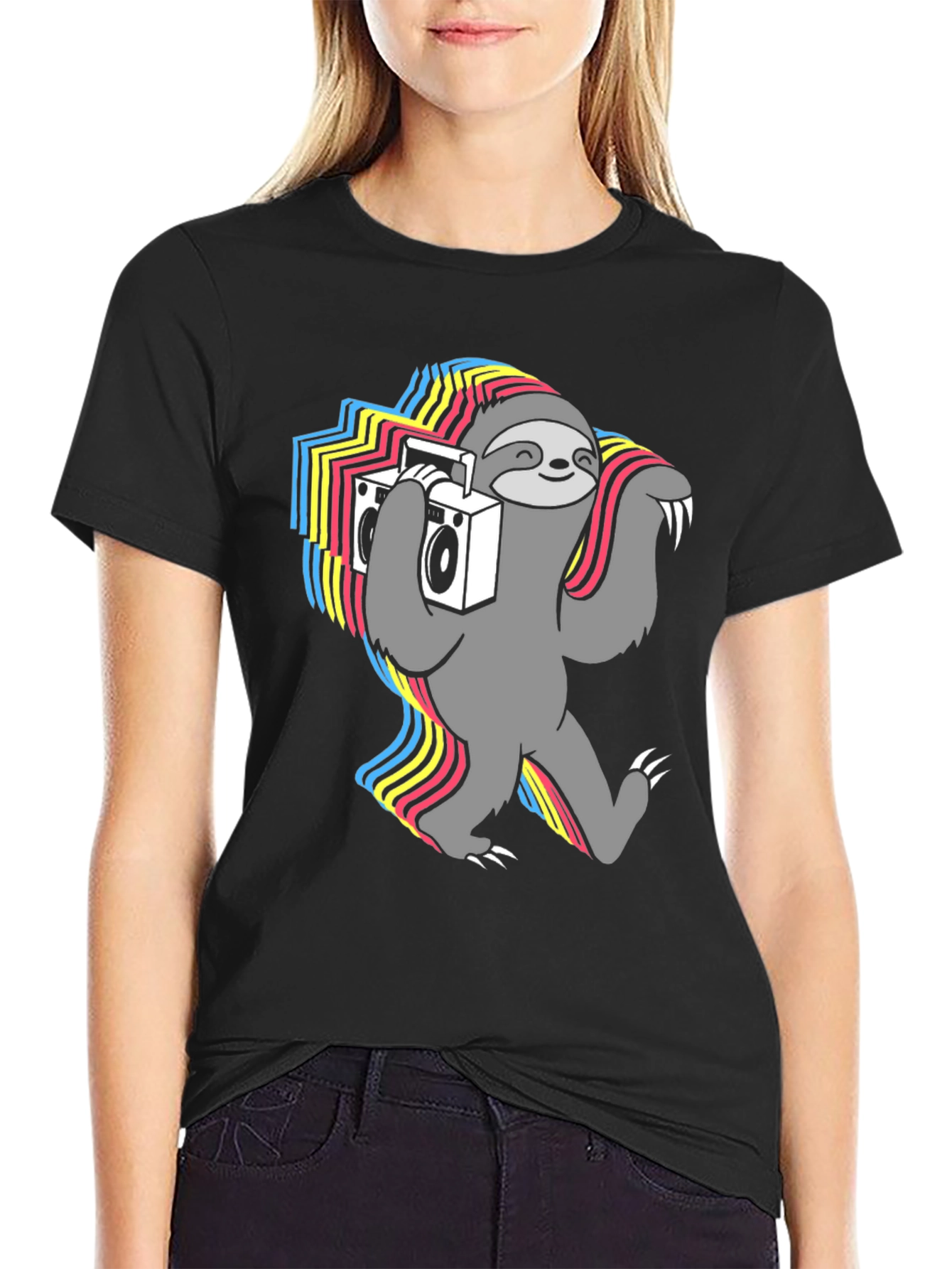 Black Sloth DJ Graphic Tee - Cool & Funky view 2
