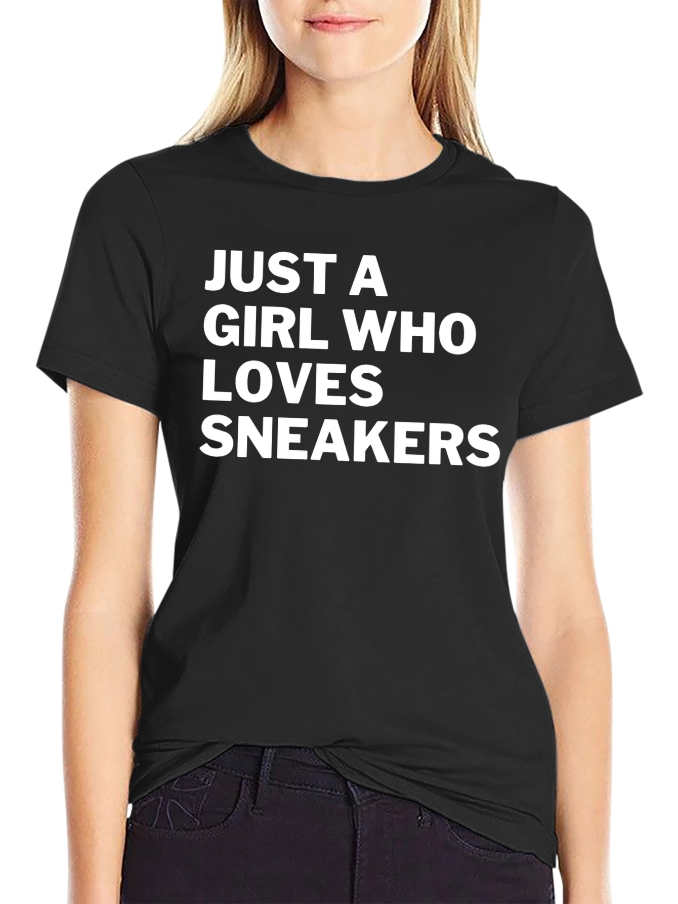 Black Just A Girl Who Loves Sneakers - Graphic Tee view 2