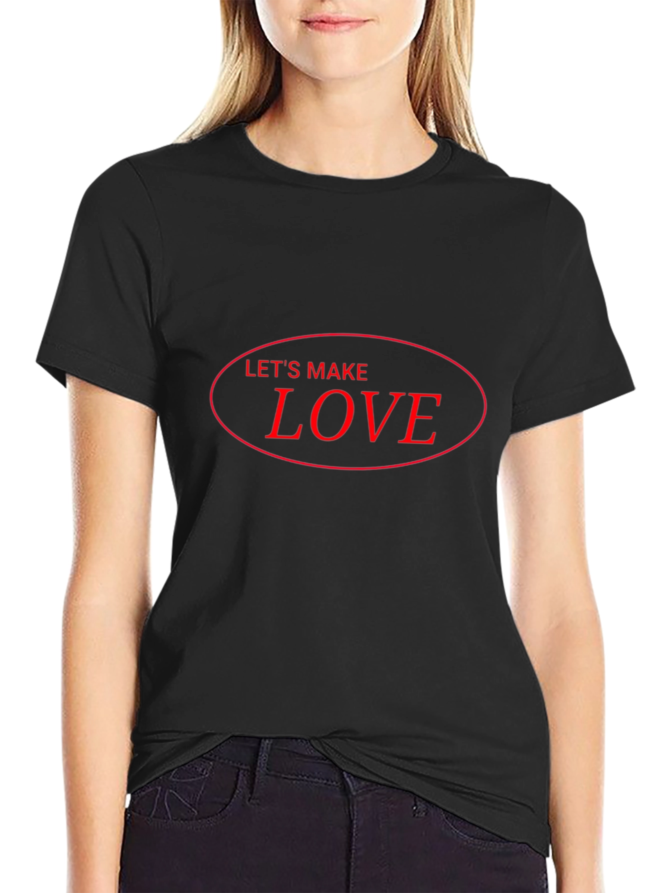Black Let's Make Love Graphic Tee - Black view 2
