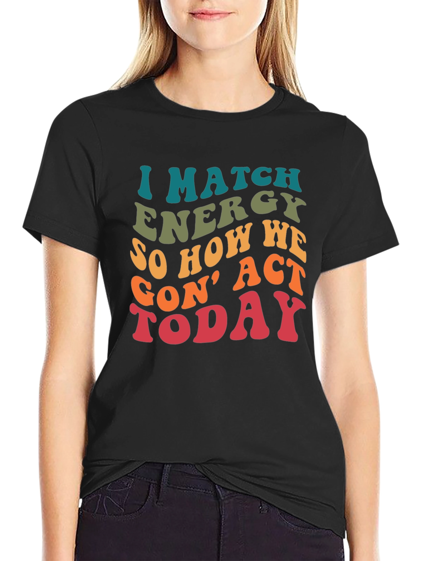 Black I Match Energy Graphic T-Shirt view 2