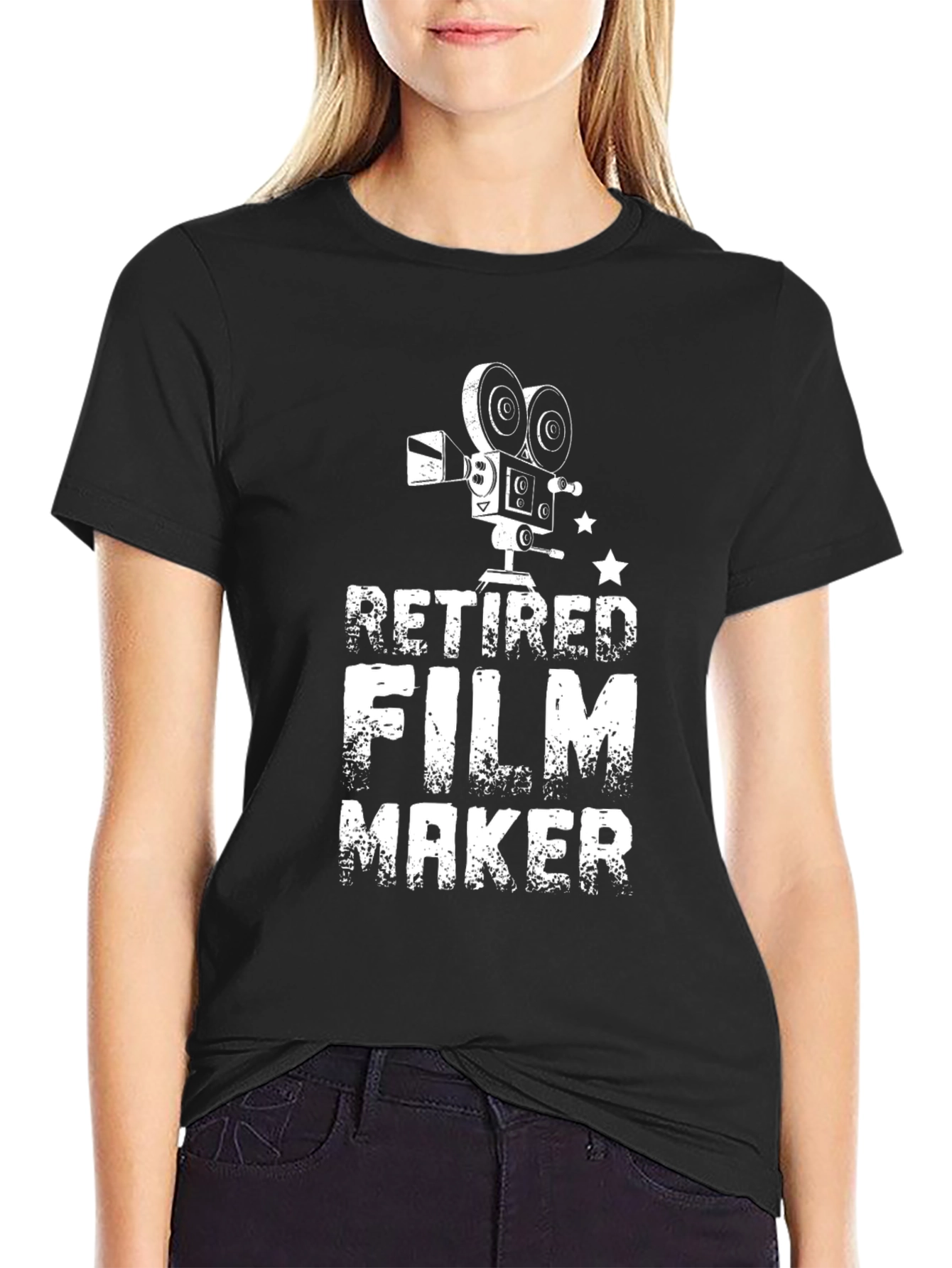 Black Retired Filmmaker T-Shirt - Black, Graphic Tee view 2