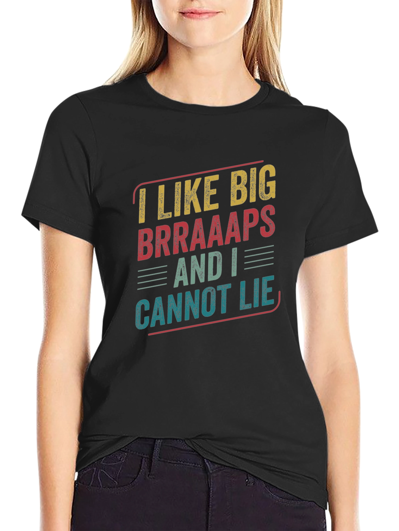 Black I Like Big Brraaaps Funny T-Shirt view 2