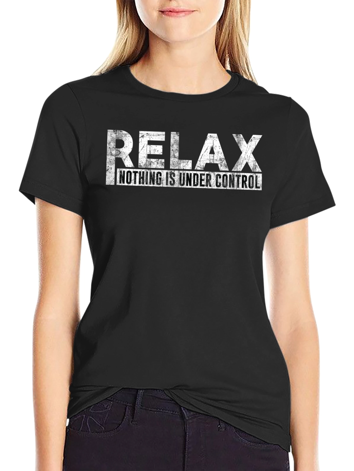 Black Relax Nothing is Under Control Graphic Tee view 2