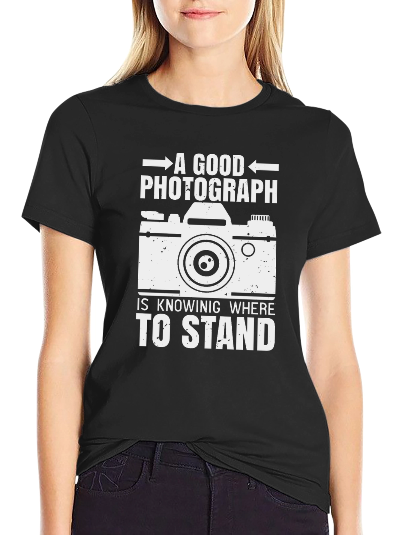 Black Photographer T-Shirt: A Good Photograph Is Knowing Where to Stand view 2