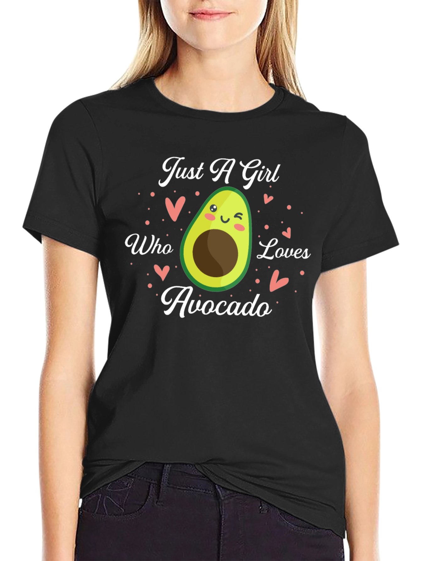 Black Just A Girl Who Loves Avocado Graphic Tee view 2