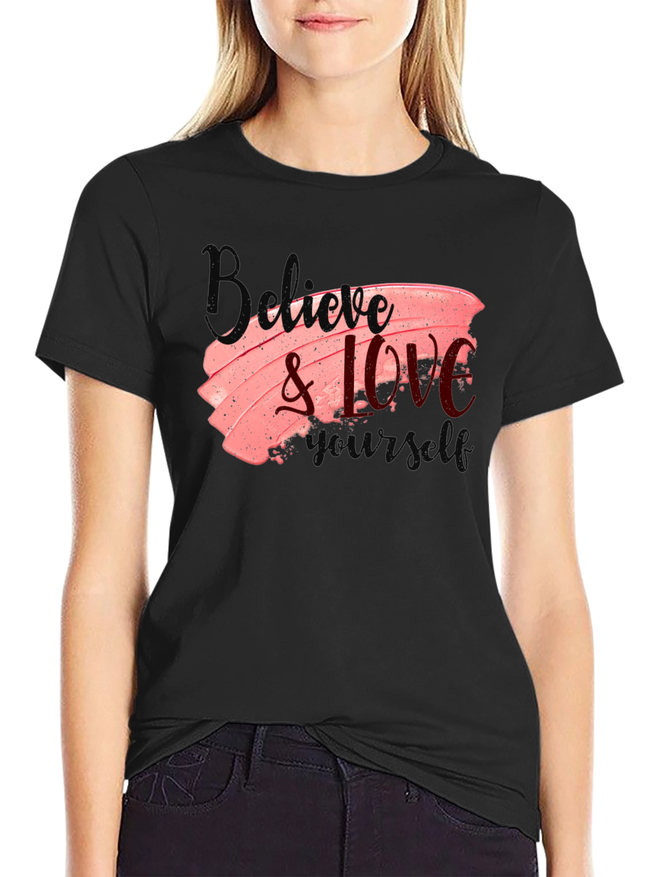 Black Believe & Love Graphic Tee view 2