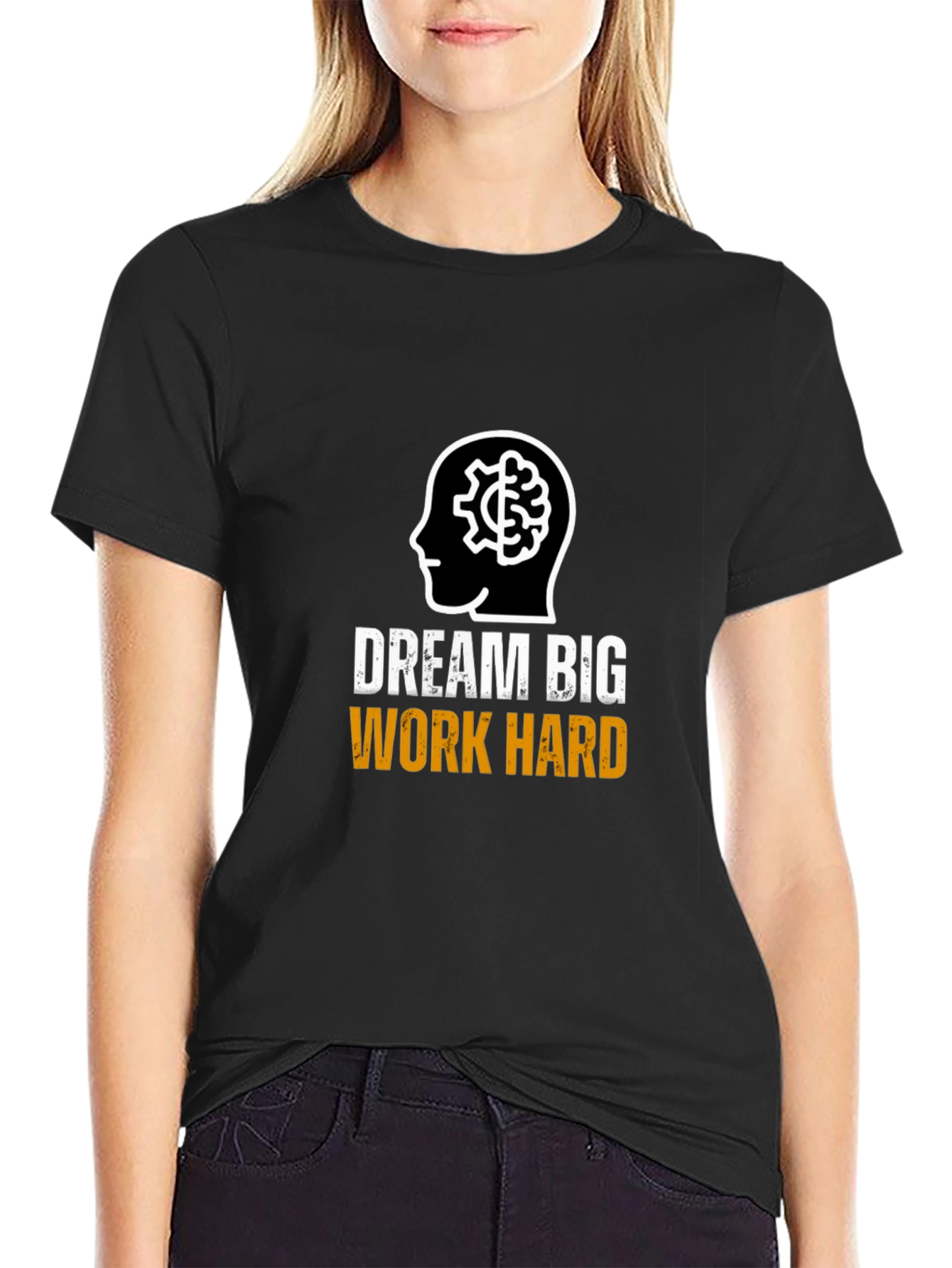 Black Dream Big Work Hard Graphic T-Shirt view 2