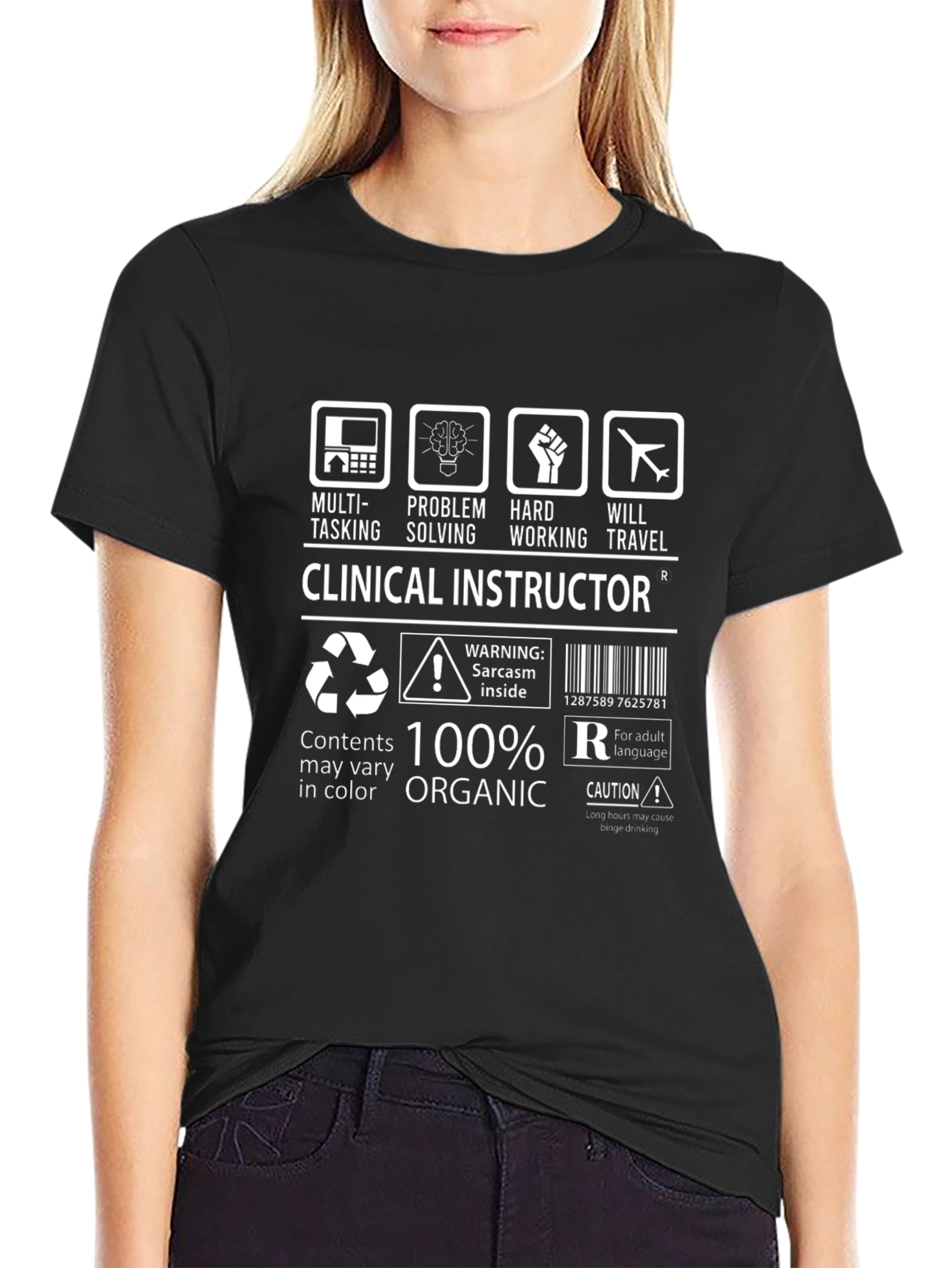 Black Clinical Instructor T-Shirt - Multi-Tasking, Hard Working, Organic view 2
