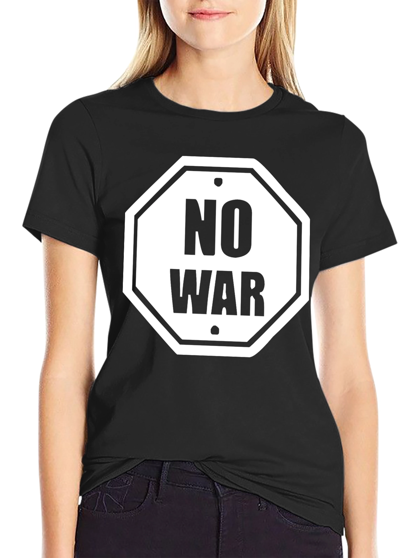 Black No War T-Shirt - Black view 2