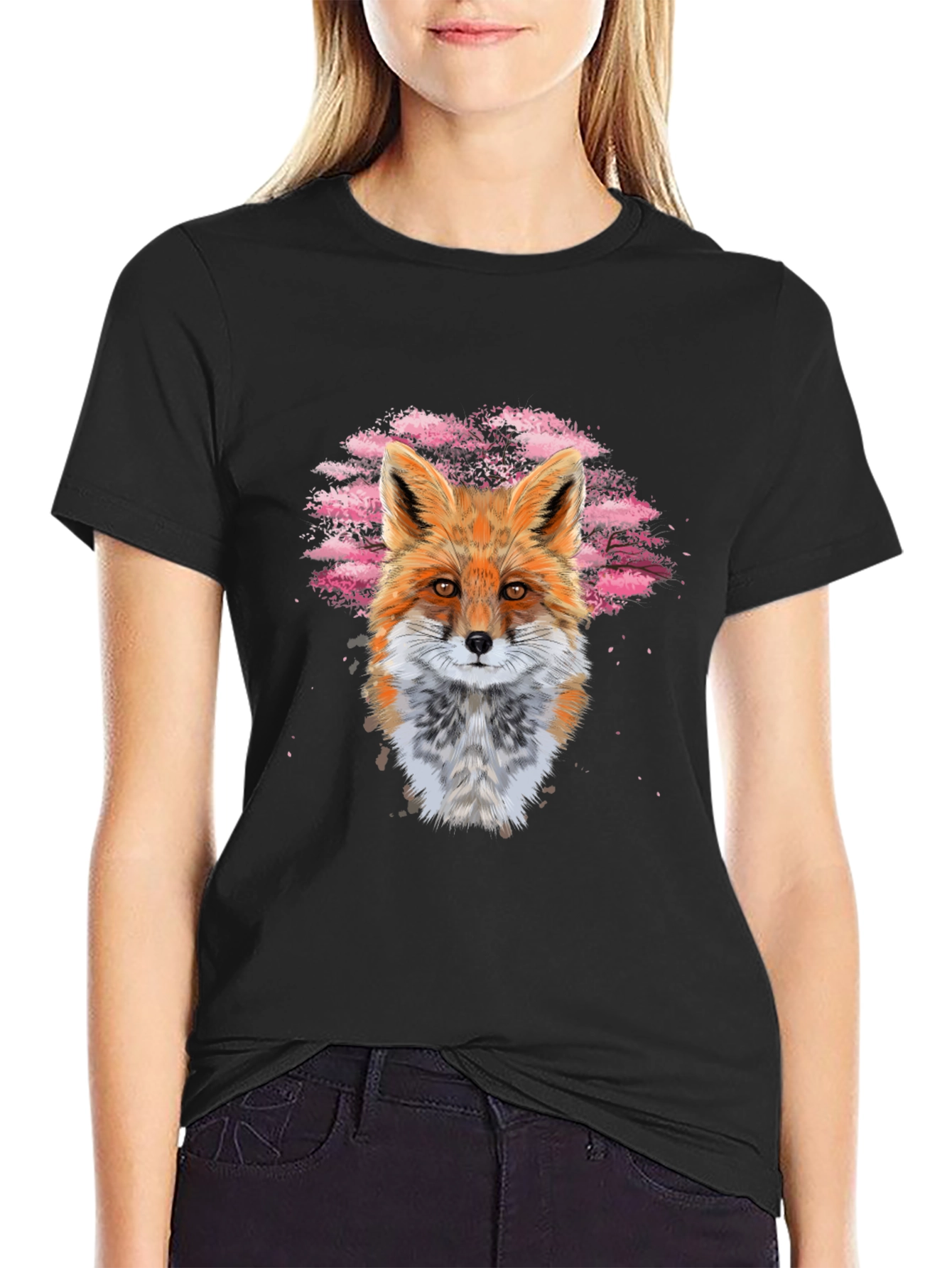 Black Fox Art Black T-Shirt view 2